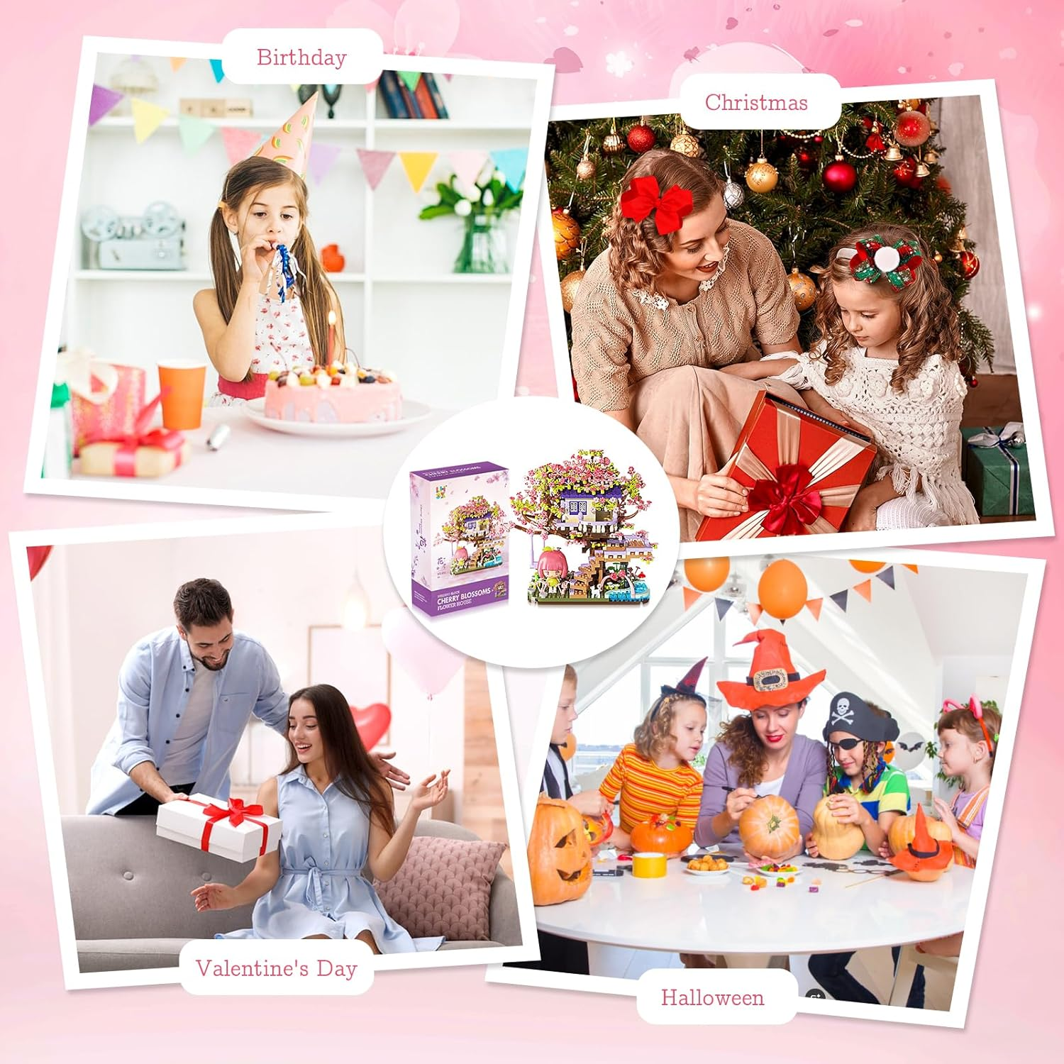 TMA Cherry Blossom Tree Building Set, Flowers House Mini Micro Blocks Toys, STEM Creative Cherry Blossom Bonsai Tree House Building Flowers Set for Aged 8+ Kids, 1275PCS image number 1