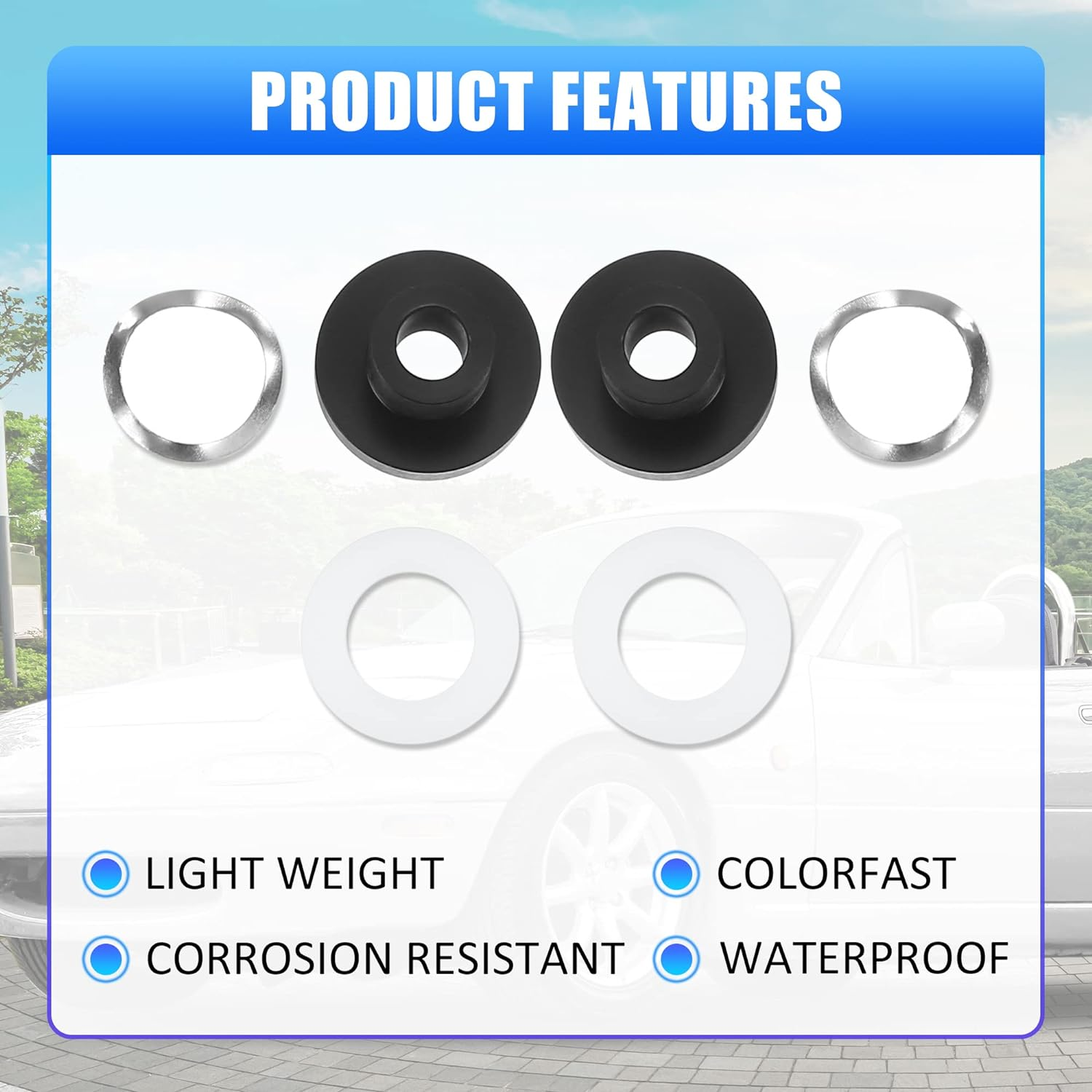 X AUTOHAUX 1Set Window Bushings Fits for Mazda Miata Base Convertible 2 Door 1990-2005 Replaces 909-925 Plastic image number 1