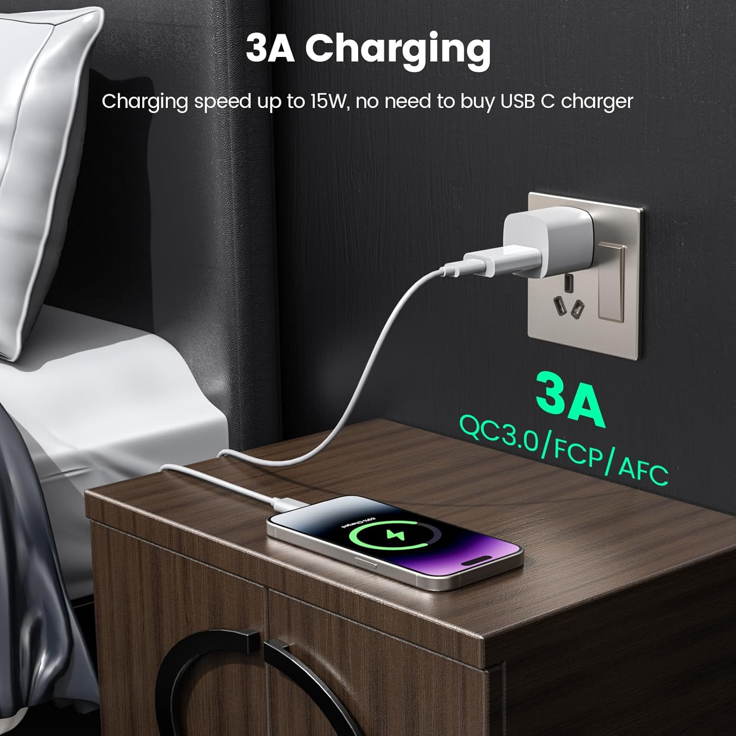 MOSWAG USB C Female to USB Male Adapter USB C to USB Adapter, Type C Charger Cable Power Converter Compatible with Iphone 15 Apple Watch Airpods Carplay image number 3