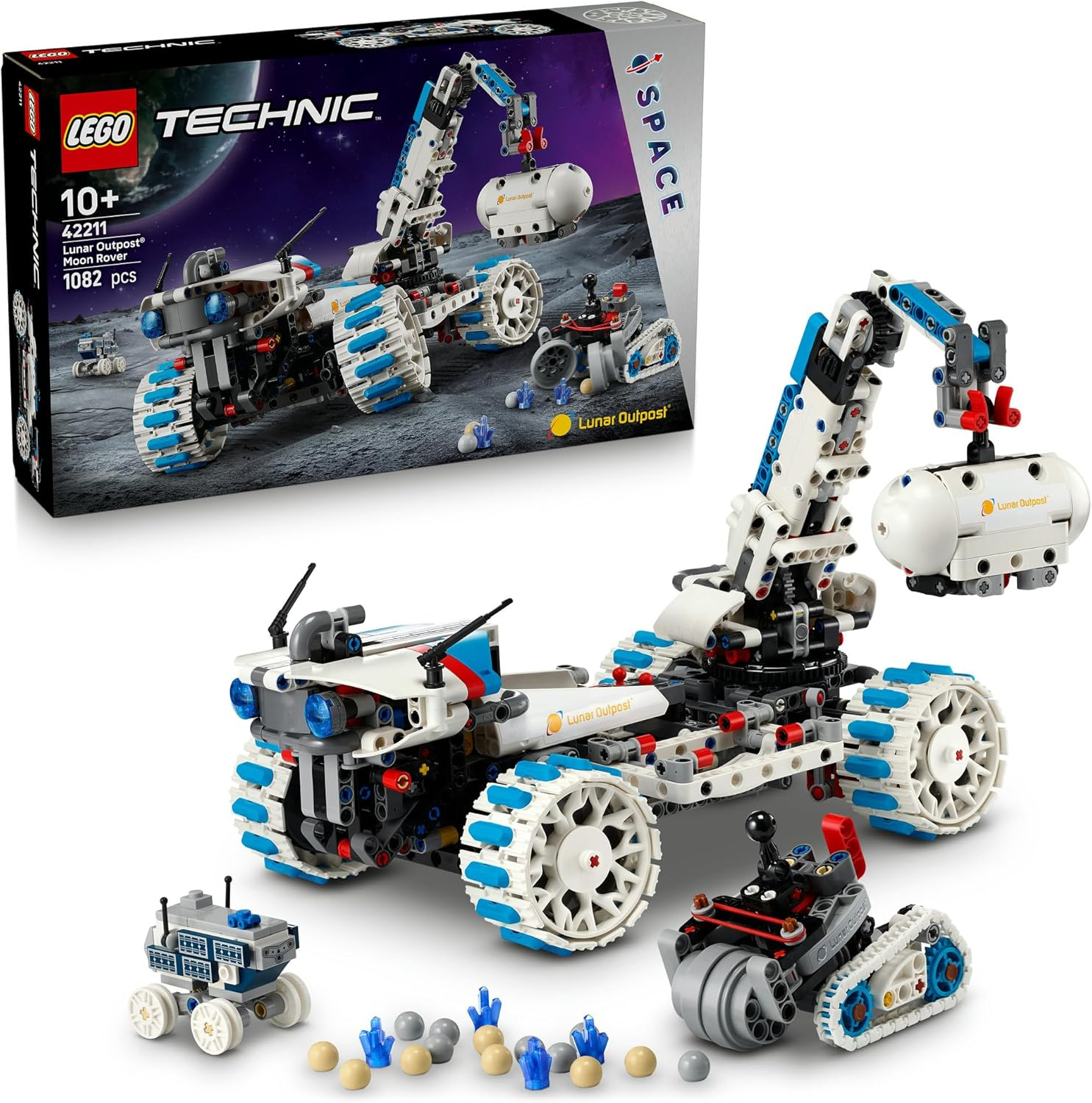 LEGO&reg; Technic Lunar Outpost&trade; Moon Rover Space Vehicle 42211 Kids&rsquo; Building Set, Toy for Boys and Girls Aged 10 Years Old and over Who Enjoy Science Kits and Robots, STEM Toy