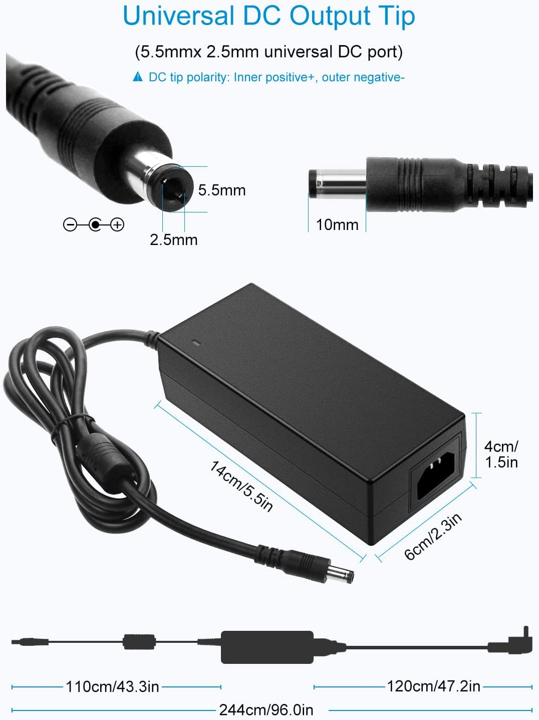 ALITOVE Power Supply 5V 15A AC/DC Adapter 5V Power Supply 75W Transformer Converter 5.5 X 2.5Mm Plug LED Power Supply DC 5V AC 100V-240V for WS2811 2801 WS2812B LED Strip Pixel Light CCTV Camera image number 3