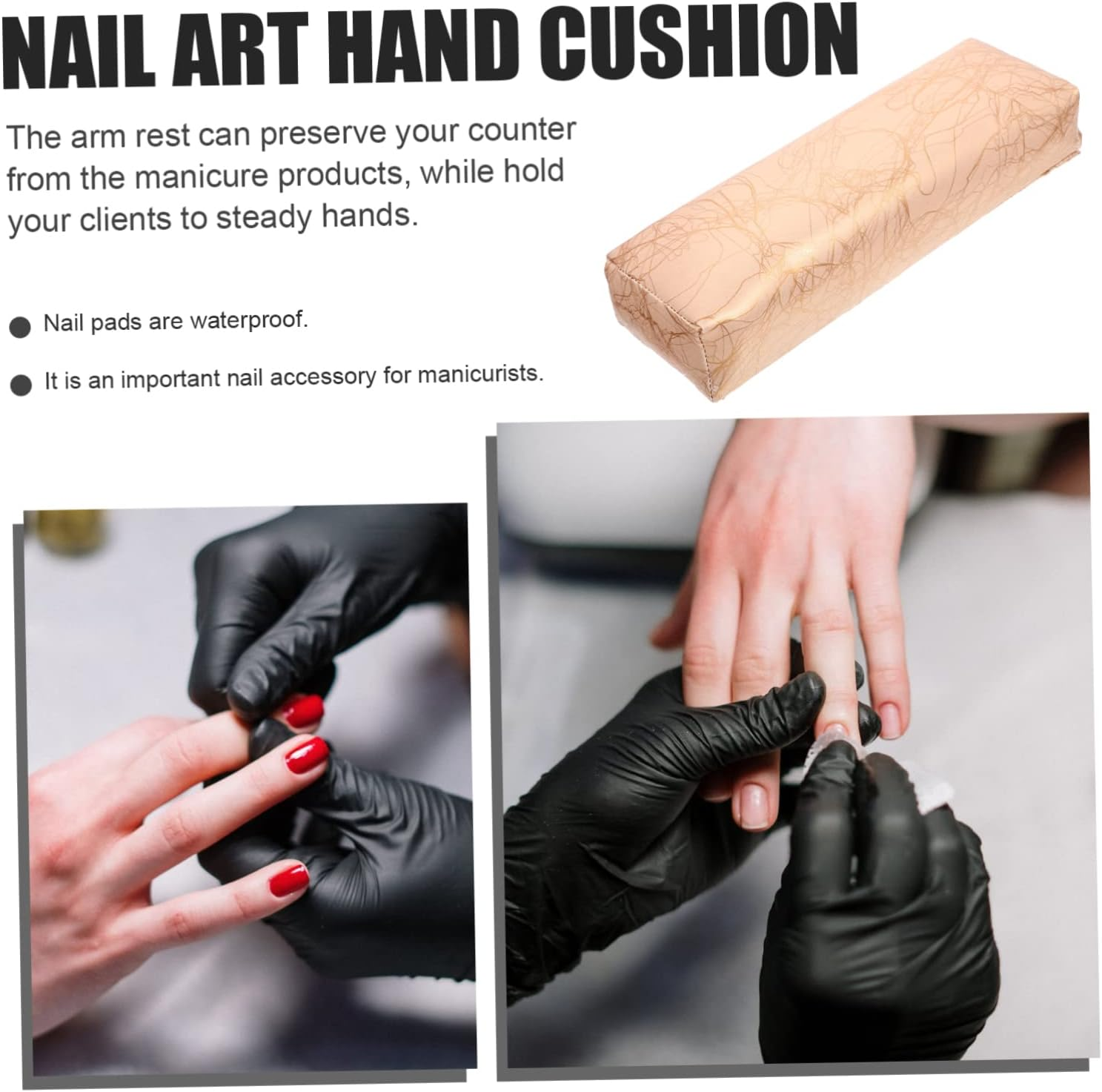 FRCOLOR Stylish Manicure Pillow Soft Sponge Leather Easy-Clean Comfortable Nail Art Experience - Silver image number 7