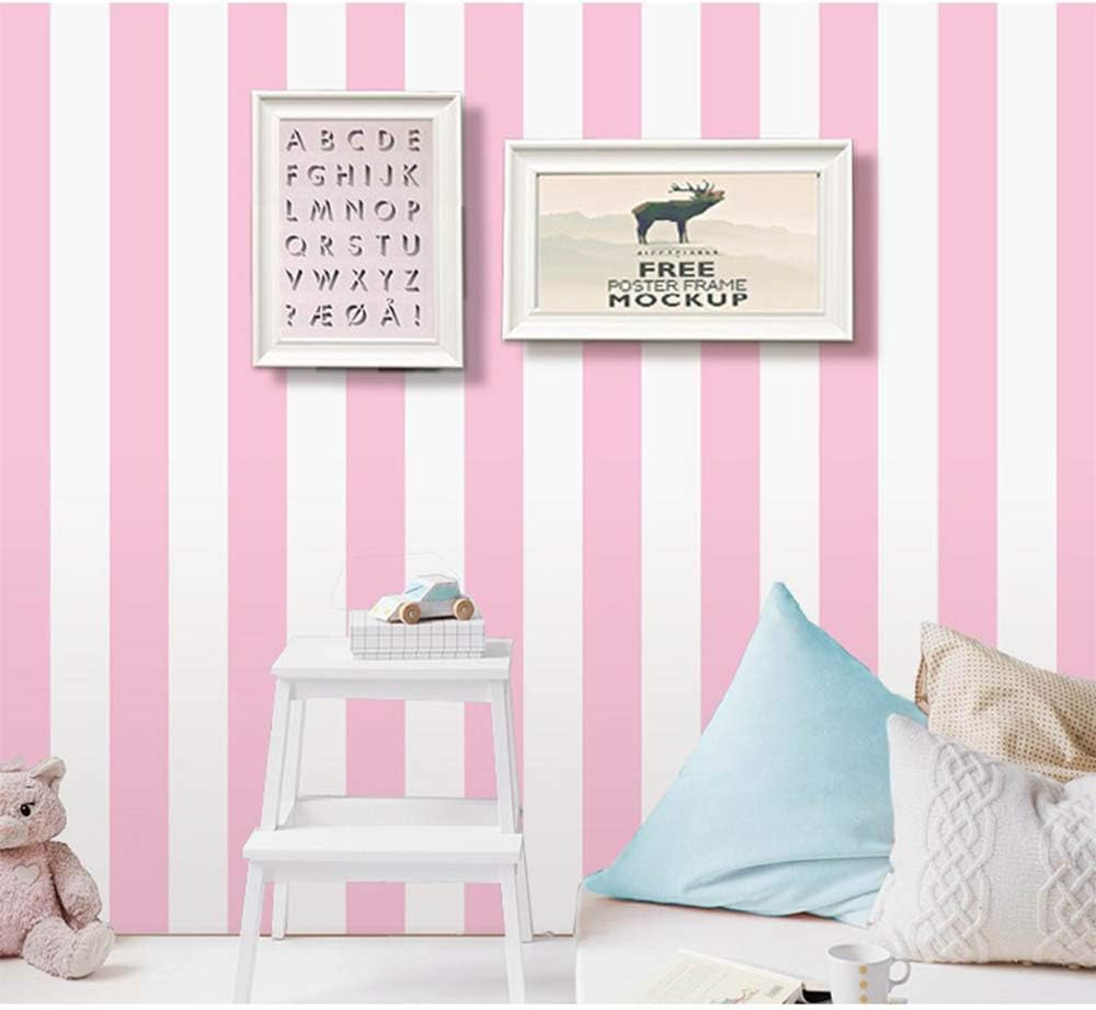 Self Adhesive Vinyl Pink and White Stripe Peel and Stick Wallpaper Shelf Liner for Walls Nursery Girls Bedroom Cabinets Dresser Drawer Furniture Decal Removable Waterproof 17.7X117 Inches image number 1