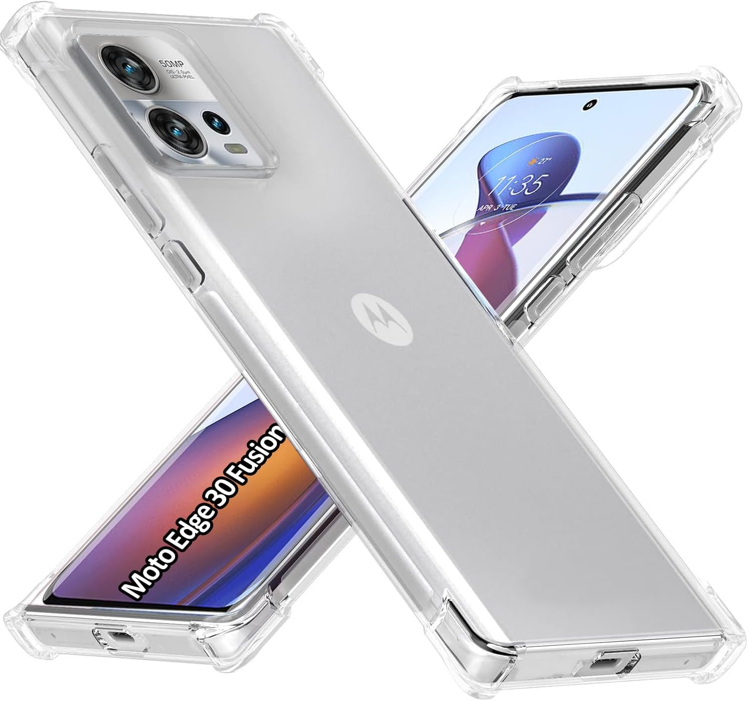 USTIYA Case for Motorola Moto Edge 30 Fusion Clear TPU Four Corners Protective Cover Transparent Soft image number 6