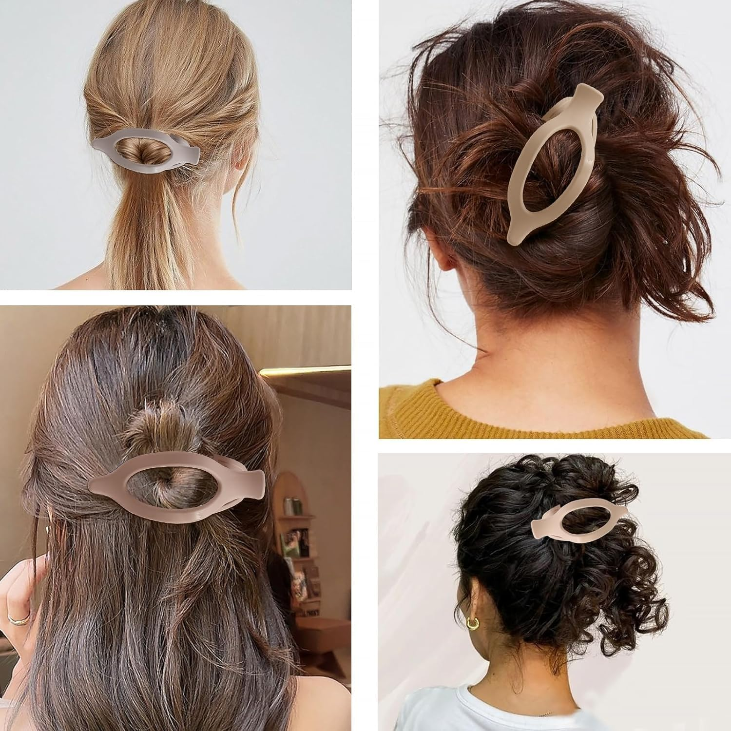 French Concord Curved Hair Clips - 6Pcs Claw Clips, Flat Hair Clips, Alligator Hair Clip for Women image number 2