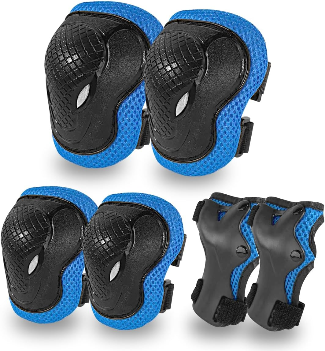 GEQID Knee Pads for Kids, Knee Elbow Pads and Wrist Guards Protective Gear Set ,For Rollerblading Skateboarding and Biking Scooter Skating to Child'S 5-12 Years
