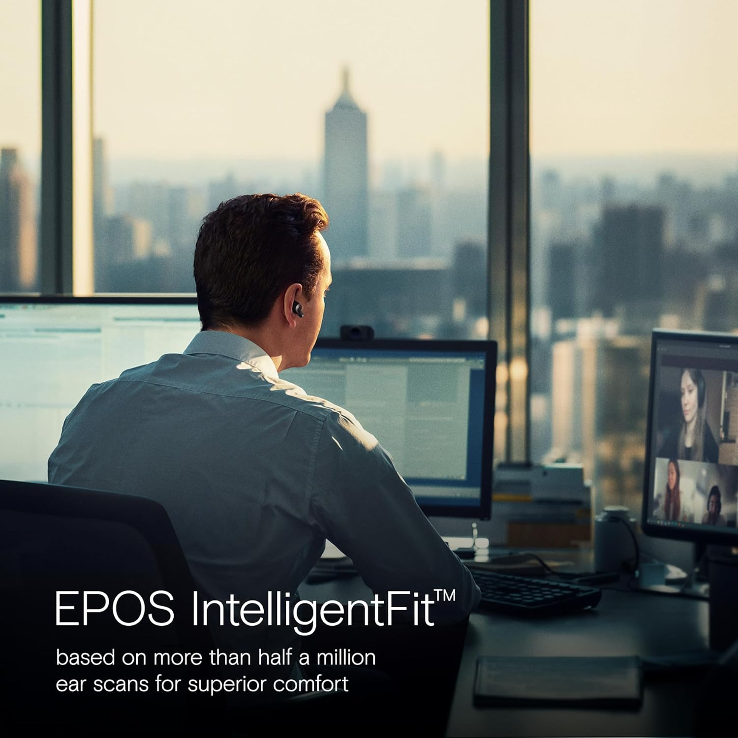 EPOS Adapt E1 Black Wireless In-Ear Headphones - Hybrid ANC, Multi-Point Bluetooth, Microsoft Teams & for Iphone Certified, 50H Battery, Wireless Charging, Semi-Open, USB C Dongle IPX5 Waterproof image number 5