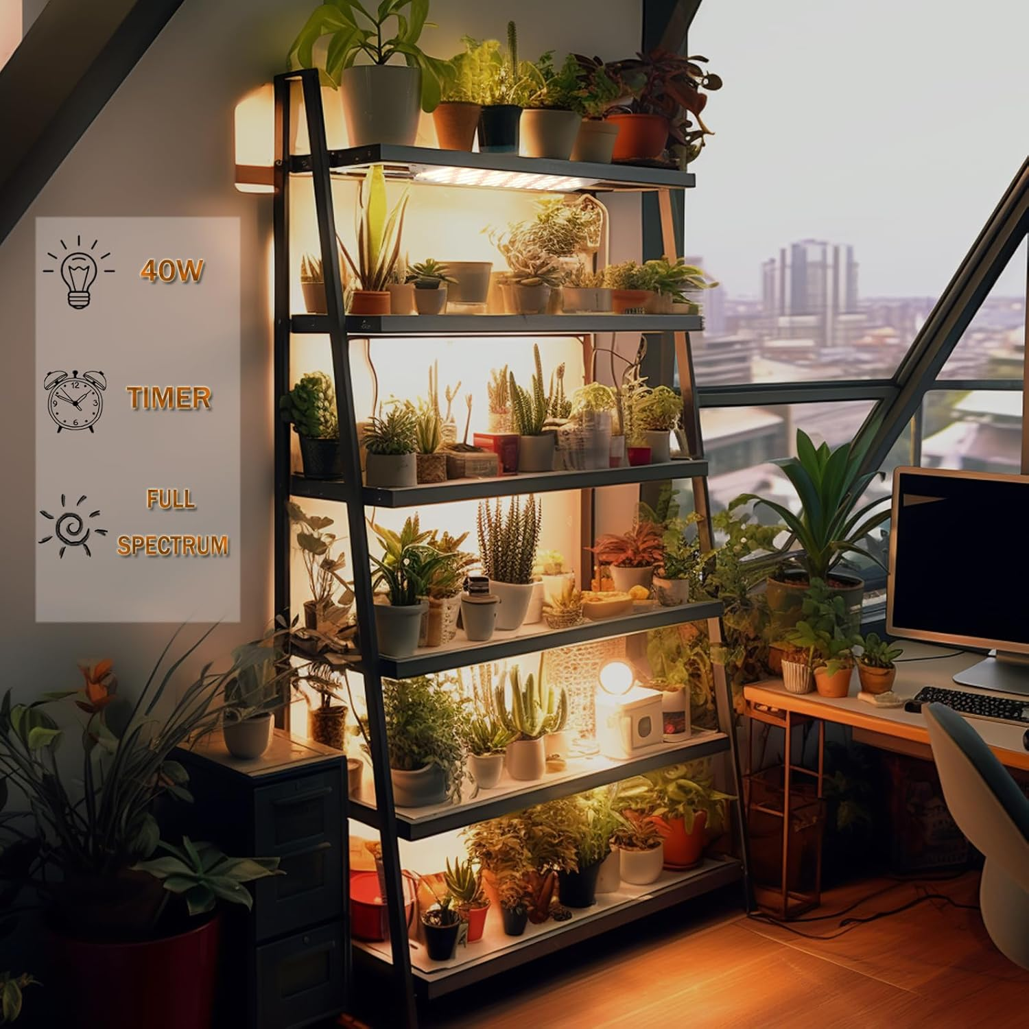 Grow Light,40W Ultra-Thin Panel Grow Lights for Indoor Plants,316Leds Full Spectrum Grow Lights for under Cabinet Plant, Grow Lamp with 3/9/12H Timer,10 Dimmable Levels for Plants Growing (4Pcs) image number 1