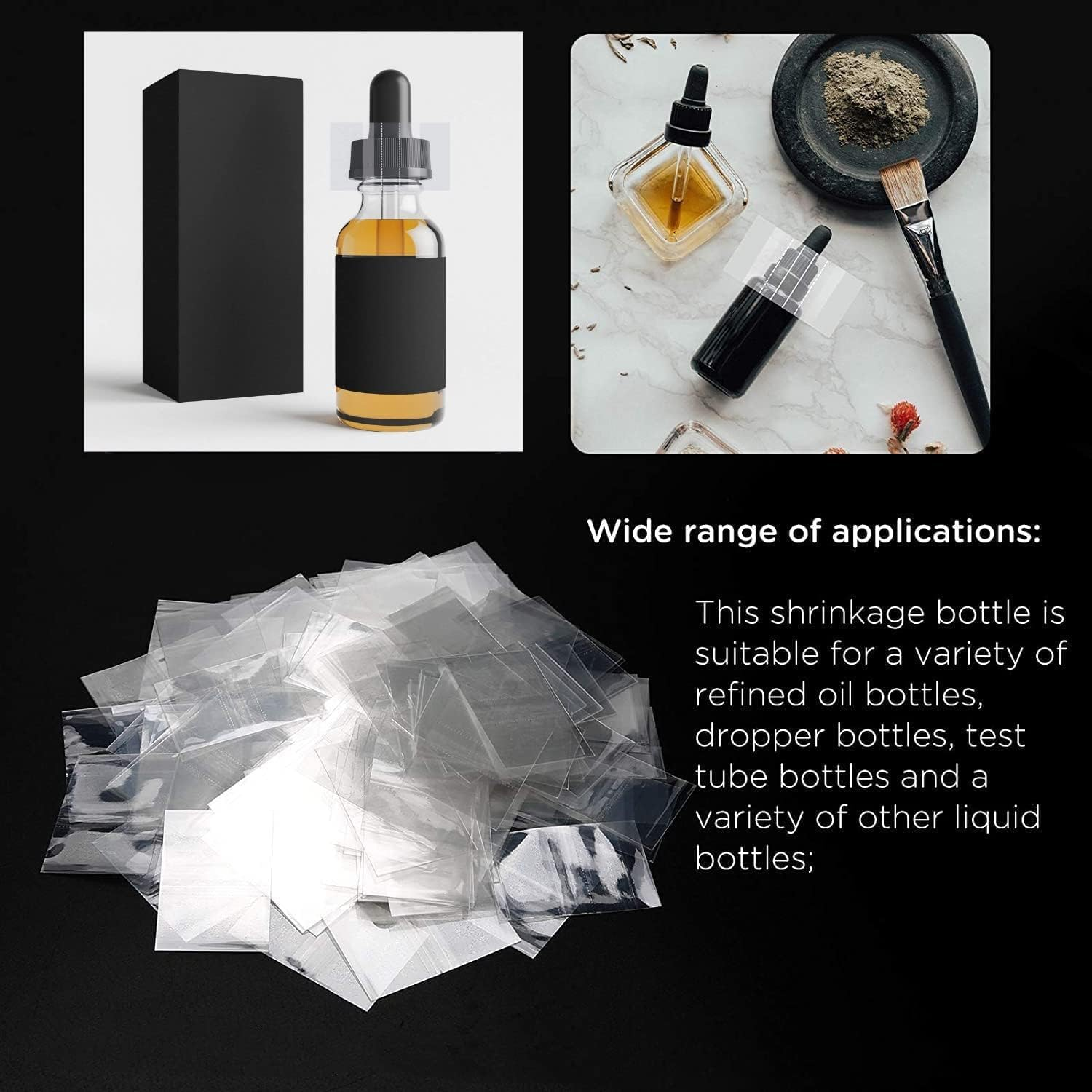 1000 Pieces PVC Heat Shrink Wrap Film Clear Perforated Shrink Bands Seal Bands 45X30Mm Heat Shrink Bands Fits 19-25 Mm Diameter Jar Cap round Bottle Seal Bands for Essential Oil Bottle Dropper Bottle image number 4