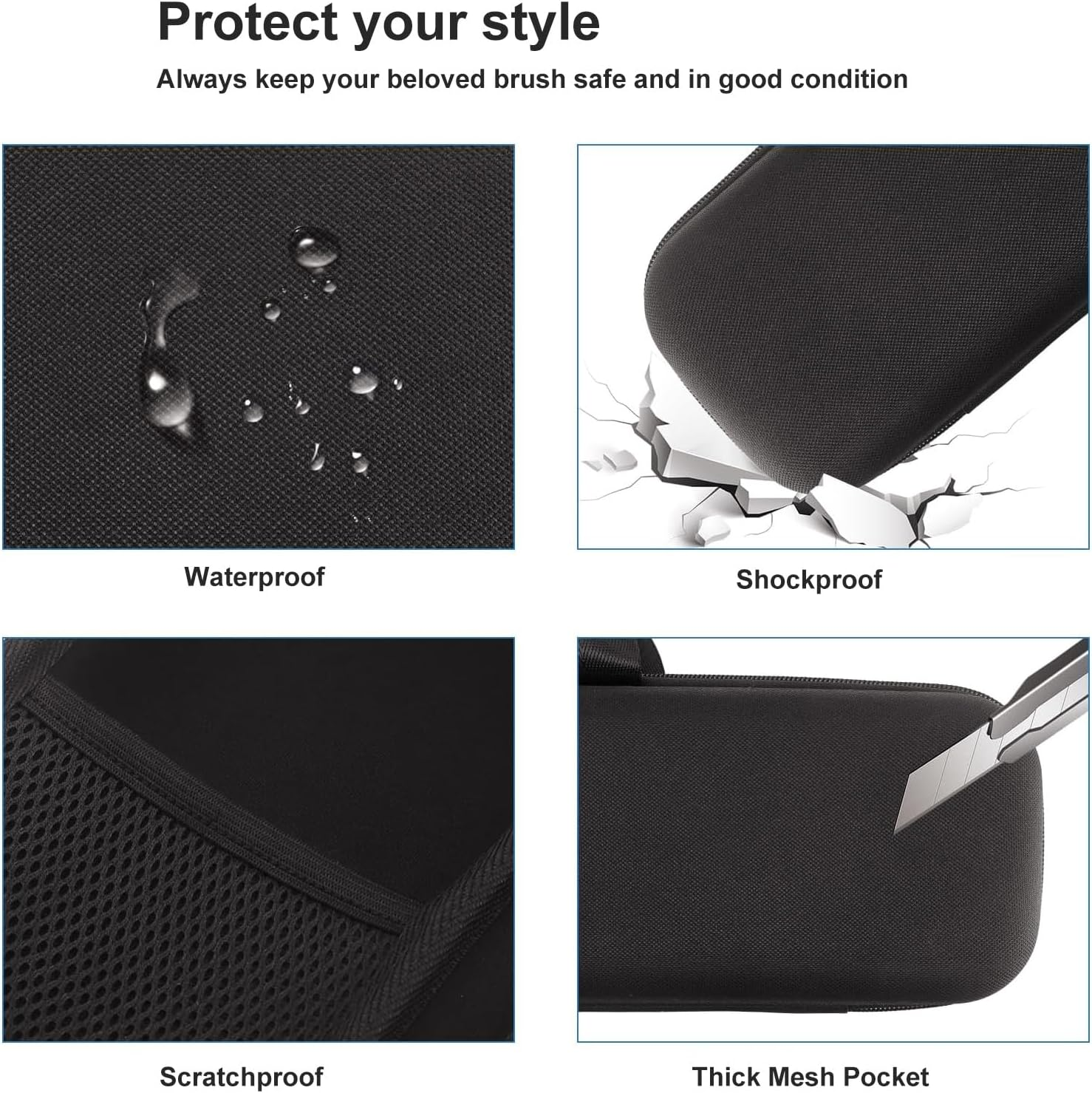 Hair Straightener Travel Carrying Case, Portable EVA Hard Shell Organizer for Airstrait Straightener, Water Resistant Storage Bag with Cable Storage Pocket, Fits up To image number 5