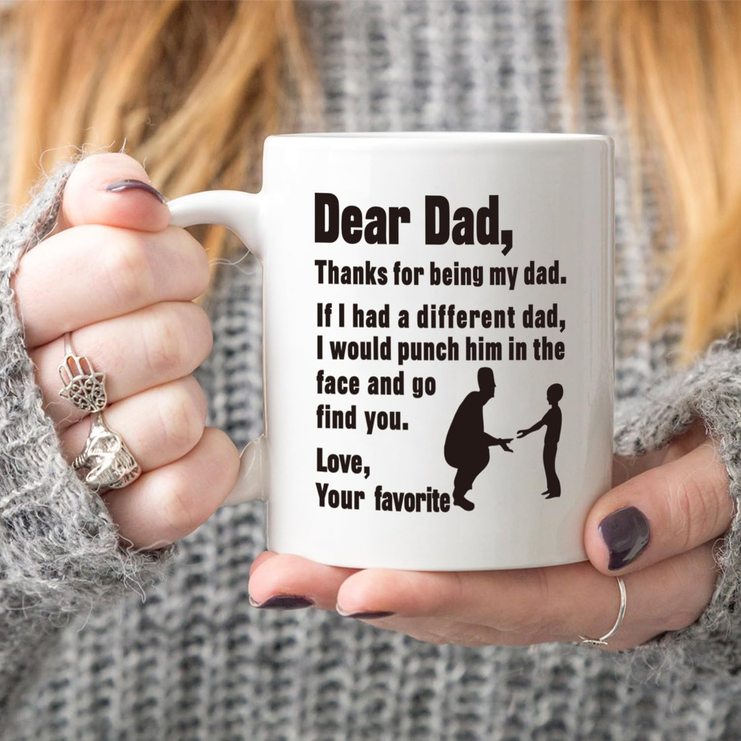 Fathers Day Funny Gifts Coffee Mug Christmas, Dear Dad Thanks for Being My Dad. Love, Your Favorite Best for Dad, Father Cup, White 11 Oz