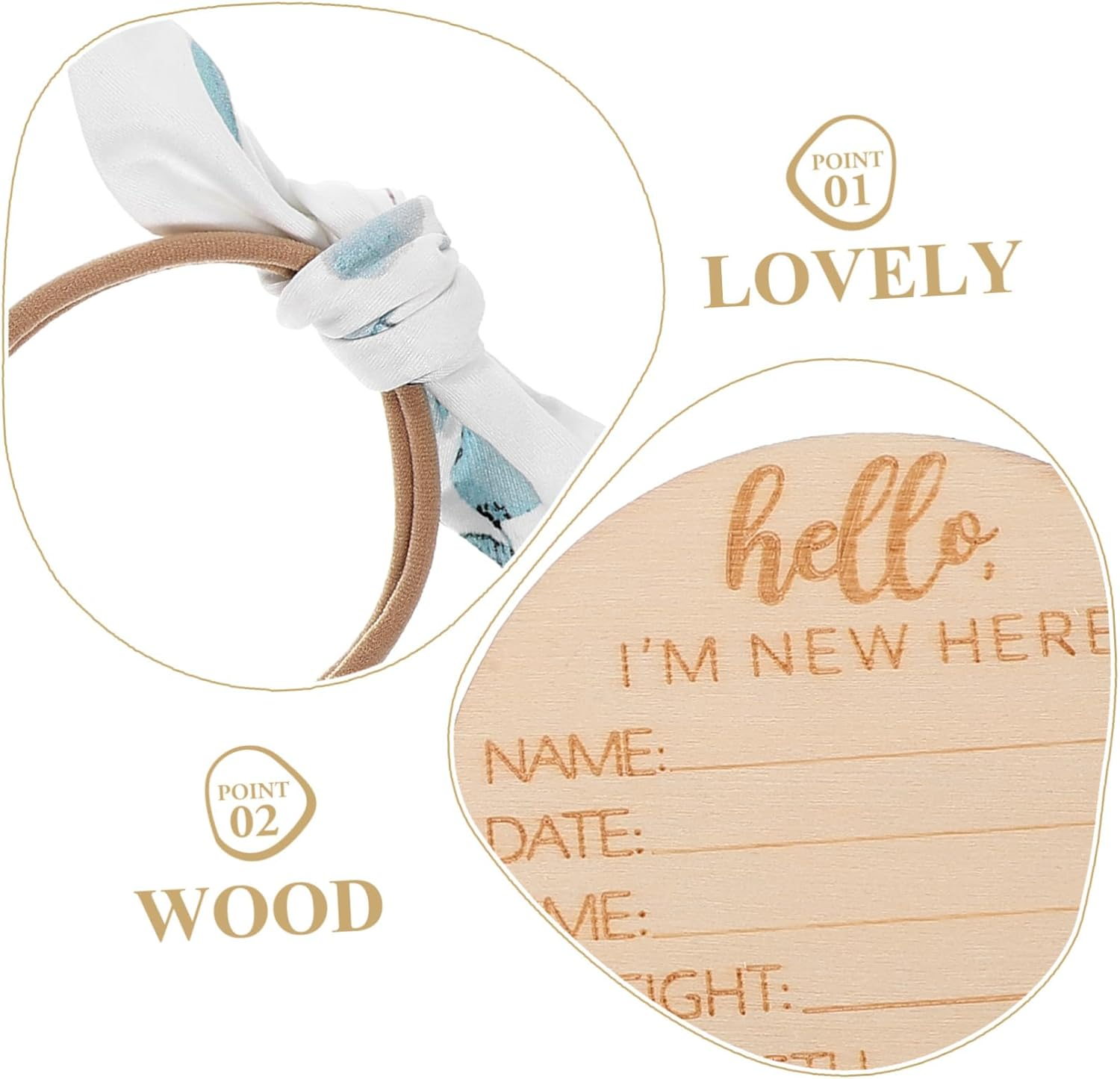 Newborn Swaddle with Cute Hat Headband and Birth Announcement Sign Soft Polyester Wrap Receiving Blanket Photography Prop for Boys and Girls image number 1