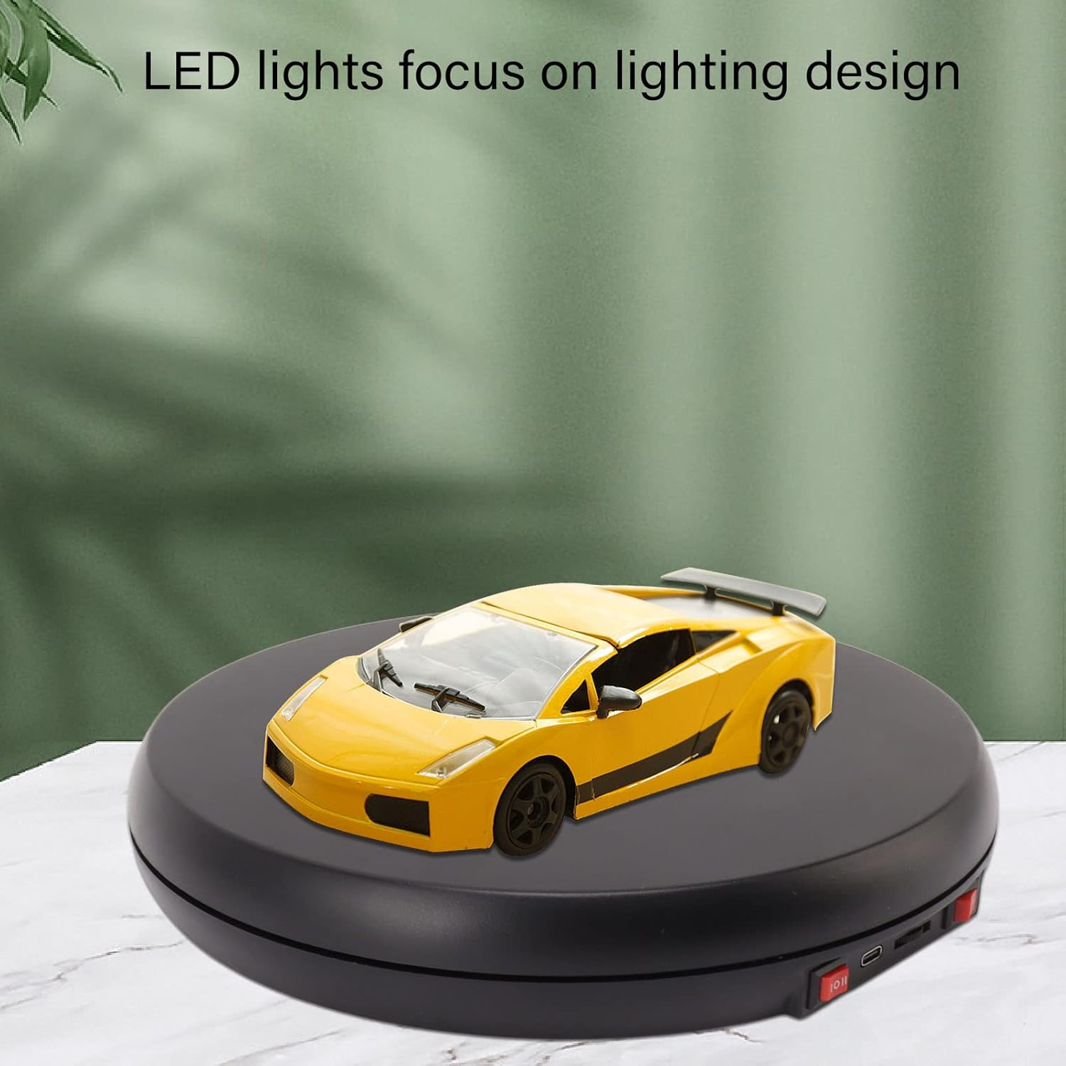 25Cm Motorized Rotating Display Stand with LED Light , 20KG Load Capacity 360 Degree Automatic Rotating Display Stand for Photography Products and Shows (BLACK) image number 3