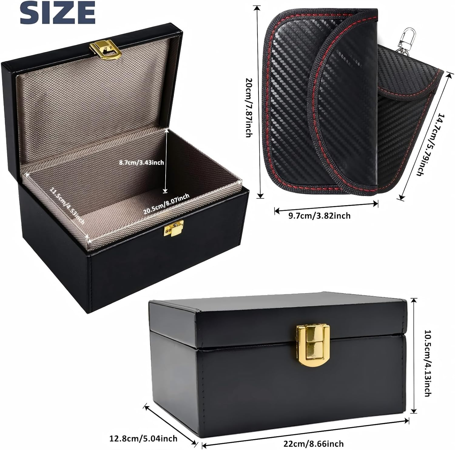 Faraday Box, with Faraday Bags Car Key Signal Blocker Box, plus 2 Pack Faraday Pouch, Mobile Phone, Key Fob Protector, Key Fob Cage Block Signal Anti-Theft Fob Case,Rfid Signal Blocking (Extra Large) image number 3