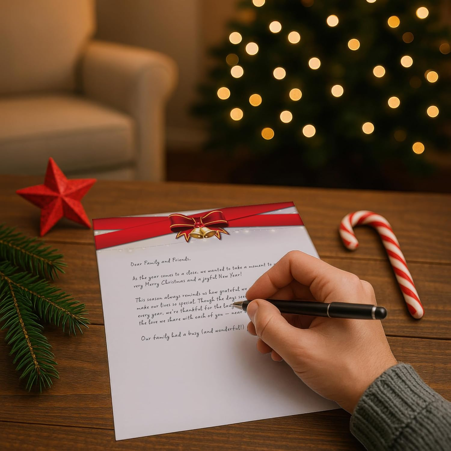 Ribbons & Bells Christmas Holiday Letterhead Paper - 80 Sheets