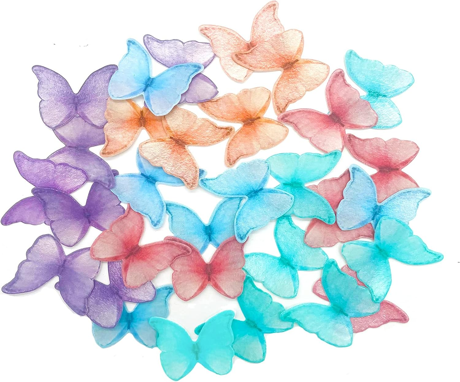 Edible Wafer Paper Butterflies Set of 48 Purple Colorful Cake Decorations, Cupcake Topper Mixed Color image number 1