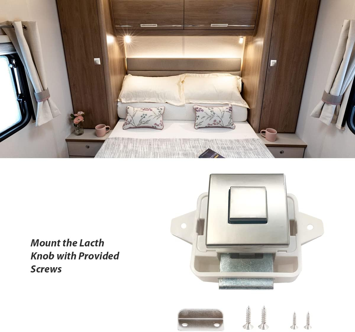 Dream Lighting Cabinet Door Catch Lock Drawer Closet Push Press Switch Caravan Motorhome Camper RV Marine Boat Latch Cupboard Knob Keyless Pack of 4 image number 2