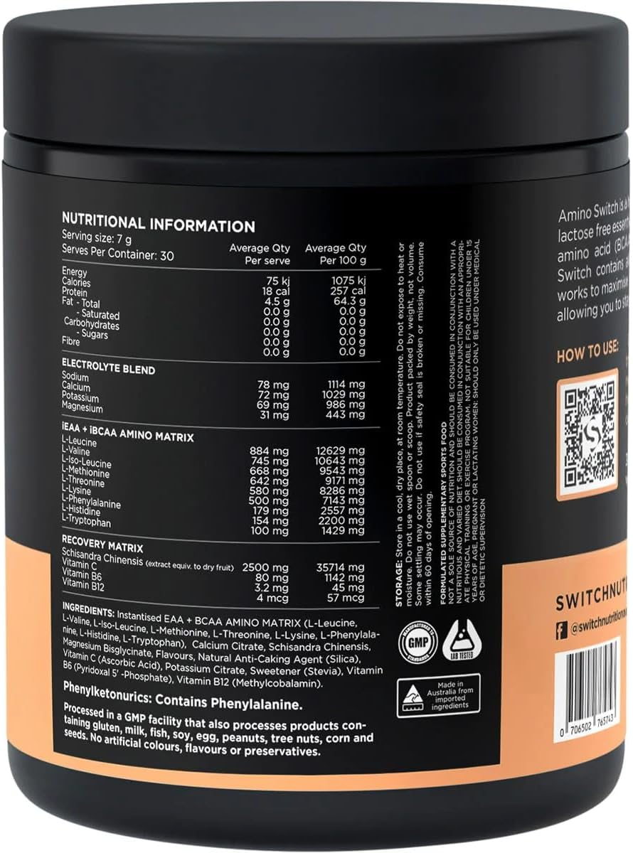 Switch Nutrition Amino Switch Raspberry BCAA and EAA Recovery Matrix 210 G image number 3