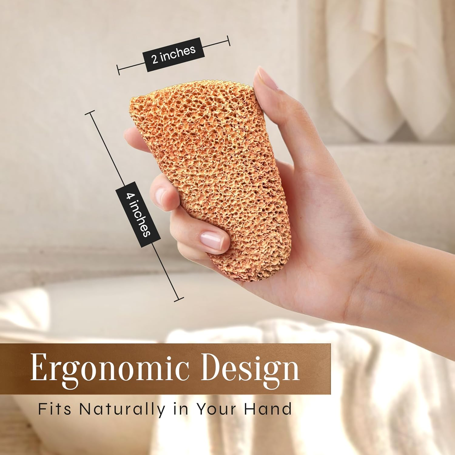 Fac&oacute;n Pumice Stone for Feet Callus Remover - Terra-Cotta Foot Scrubber with 2 Sides, 100% Pure Natural Foot Pumice Stone, Pedicure Pumice Stone Scrubber, Foot Exfoliator, Removes Calluses & Dead Skin image number 5