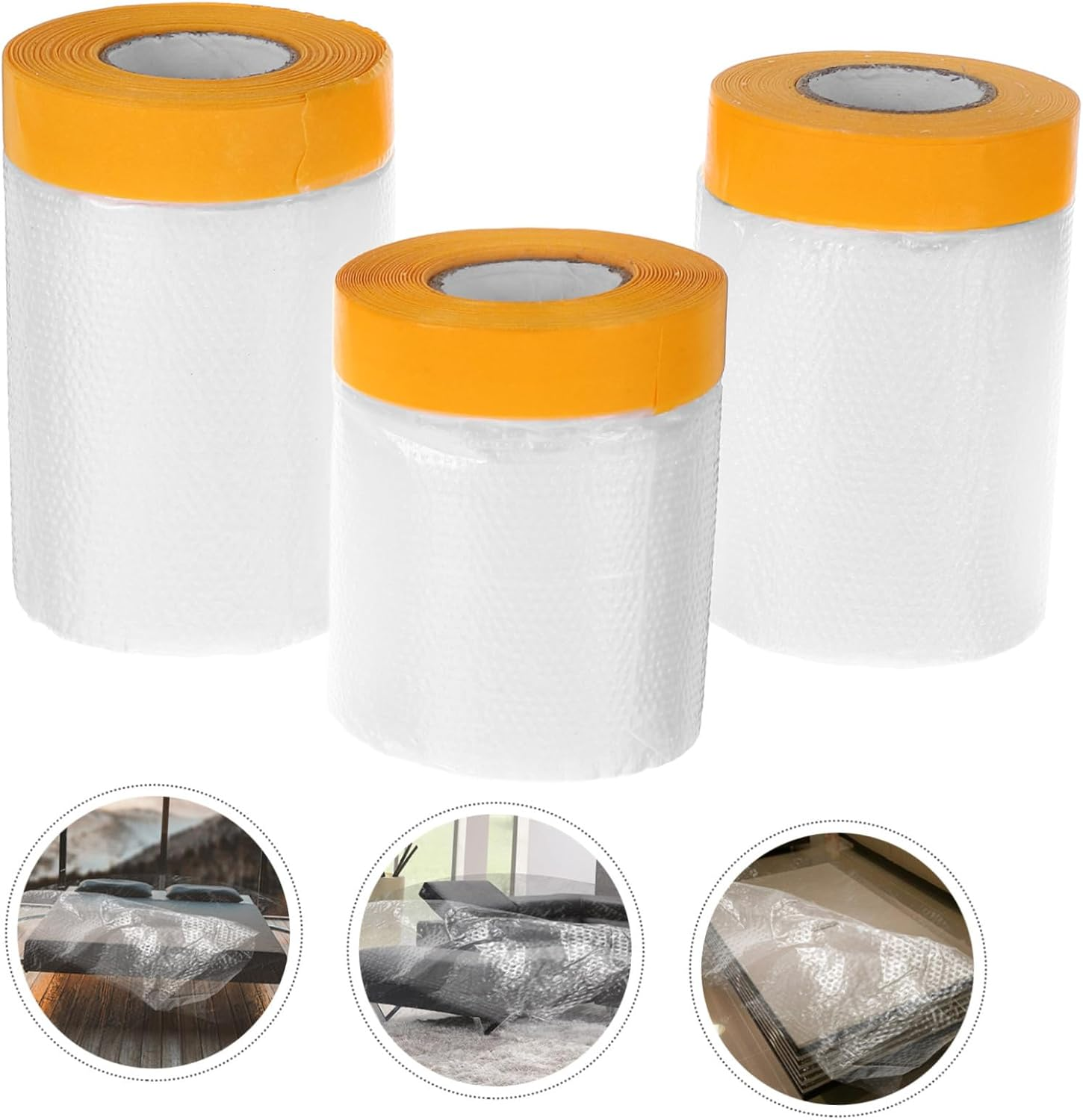 HOMSFOU 3 Rolls Dust Protective Film Adhesive Masking Paint Film Plastic Sheeting for Car Painting for Auto Body image number 6