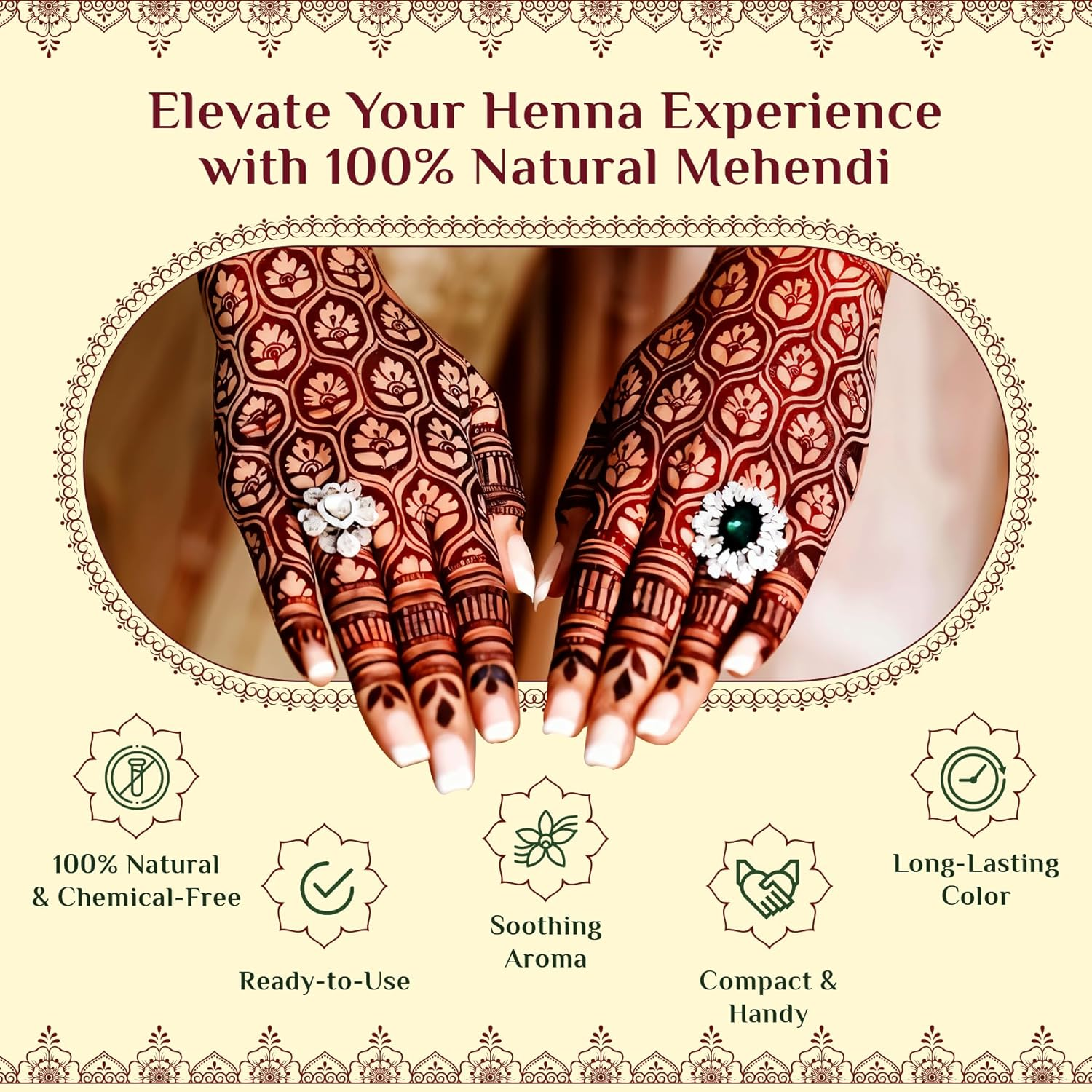 Neeta Mehendi Cone Body Art All Natural Herbal Pure Henna past (Pack of 24 Pieces) Pack of 2 image number 4