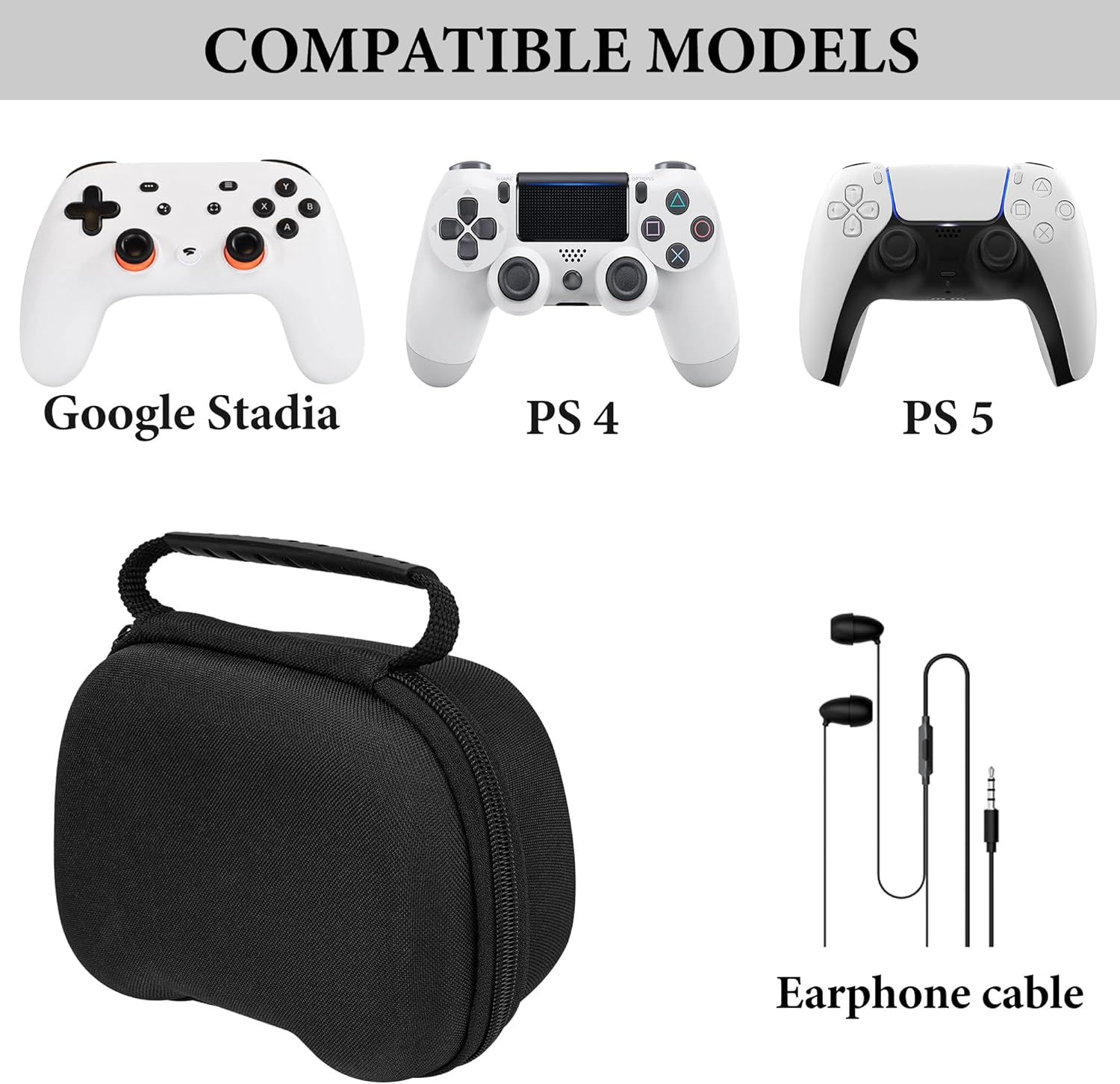 Linkidea Hard Controller Case Compatible with Google Stadia Controller, Gaming Accessories Storage Carrying Bag (Black)