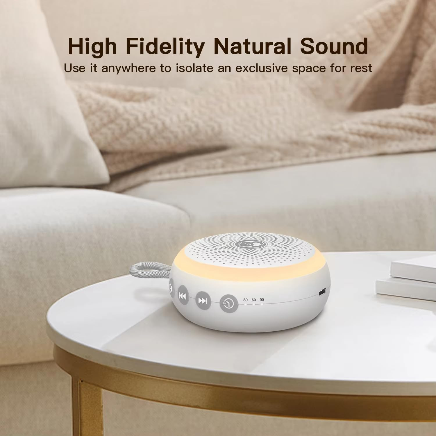Omebel Portable White Noise Machine, 20 Soothing Sound for Sleeping, Night Light Adjustable, Sleep Timer, Volume Control, Sound Machine for Sleeping Baby Adults Kids image number 4