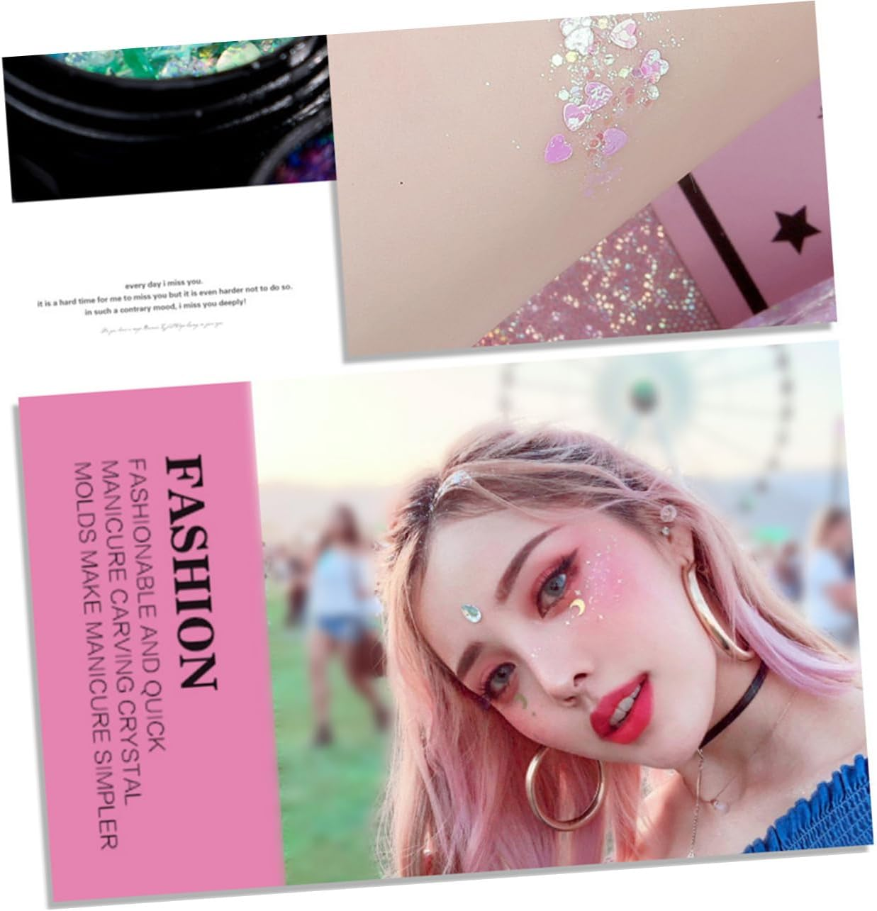 NOLITOY 2Pcs Sequined Body Gels Set Colors Brilliant Facial Body Decor for Makeup Manicure image number 6