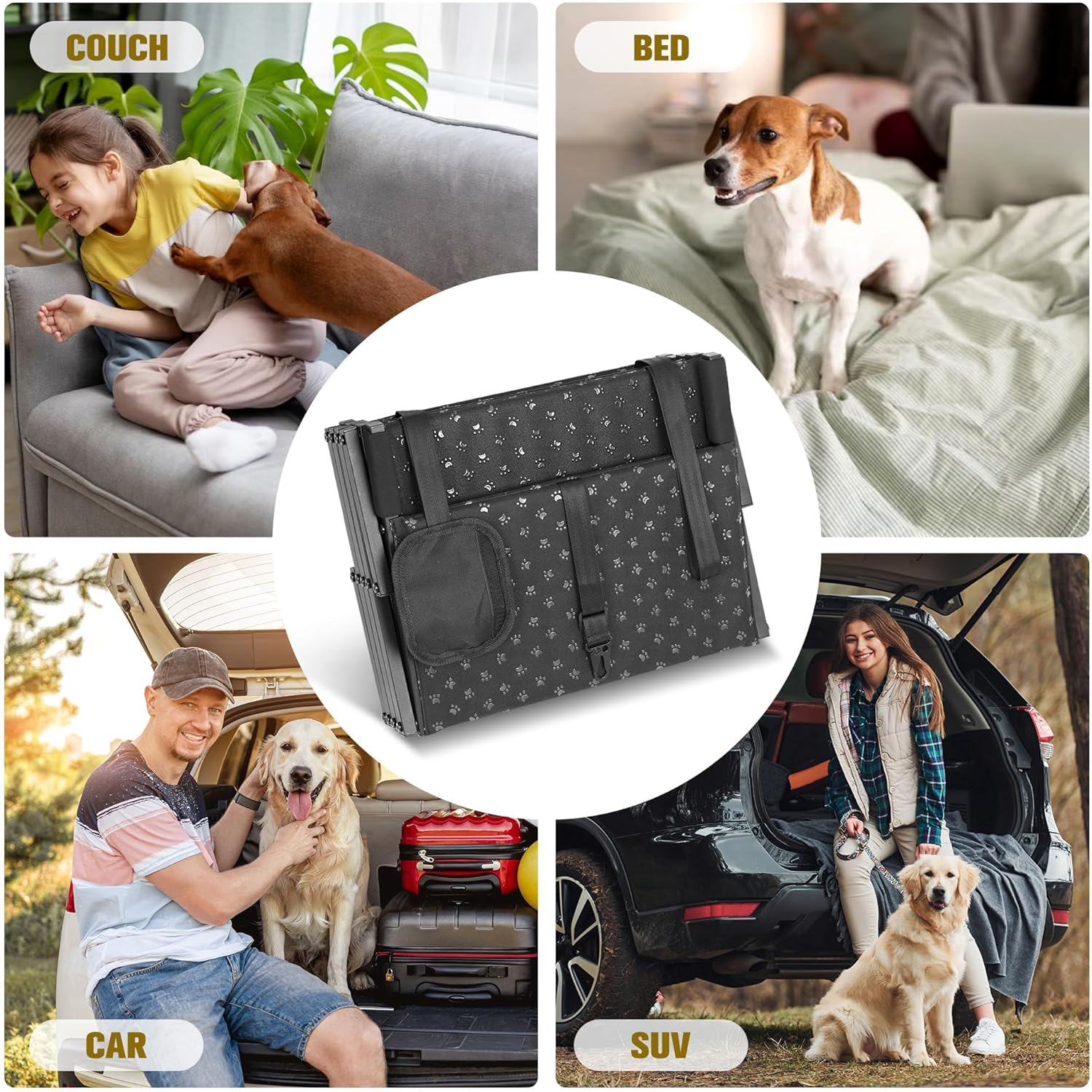 Dog Stairs for Car - Foldable Dog Ramps for Large Dogs with Non Slip Surface, Portable Dog Steps for Cars and SUV, Truck, Support up to 200 Lbs image number 6