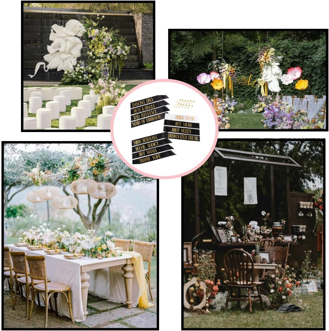 12 Pack Party Sashes Set Bride to Be ,Deluxe Glitter Bride to Be Sash, Gold & Black, Bachelorette Party Decorations image number 2