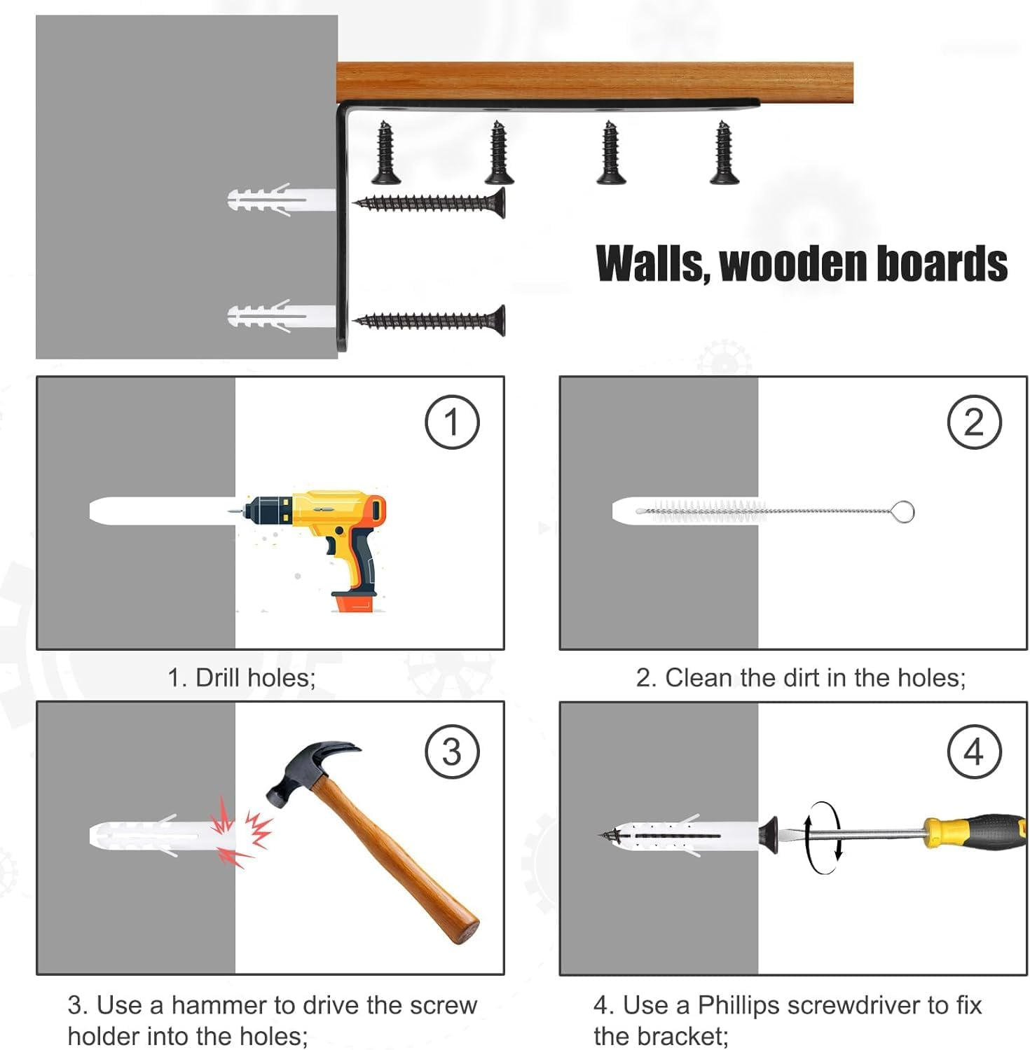 4PCS Furniture Anchors anti Tip Furniture Anchors for Baby Pet Proofing,Furniture Wall Anchor Furniture Dresser Bookshelf Falling Prevention Device for Children (Black-5" X 3") image number 3