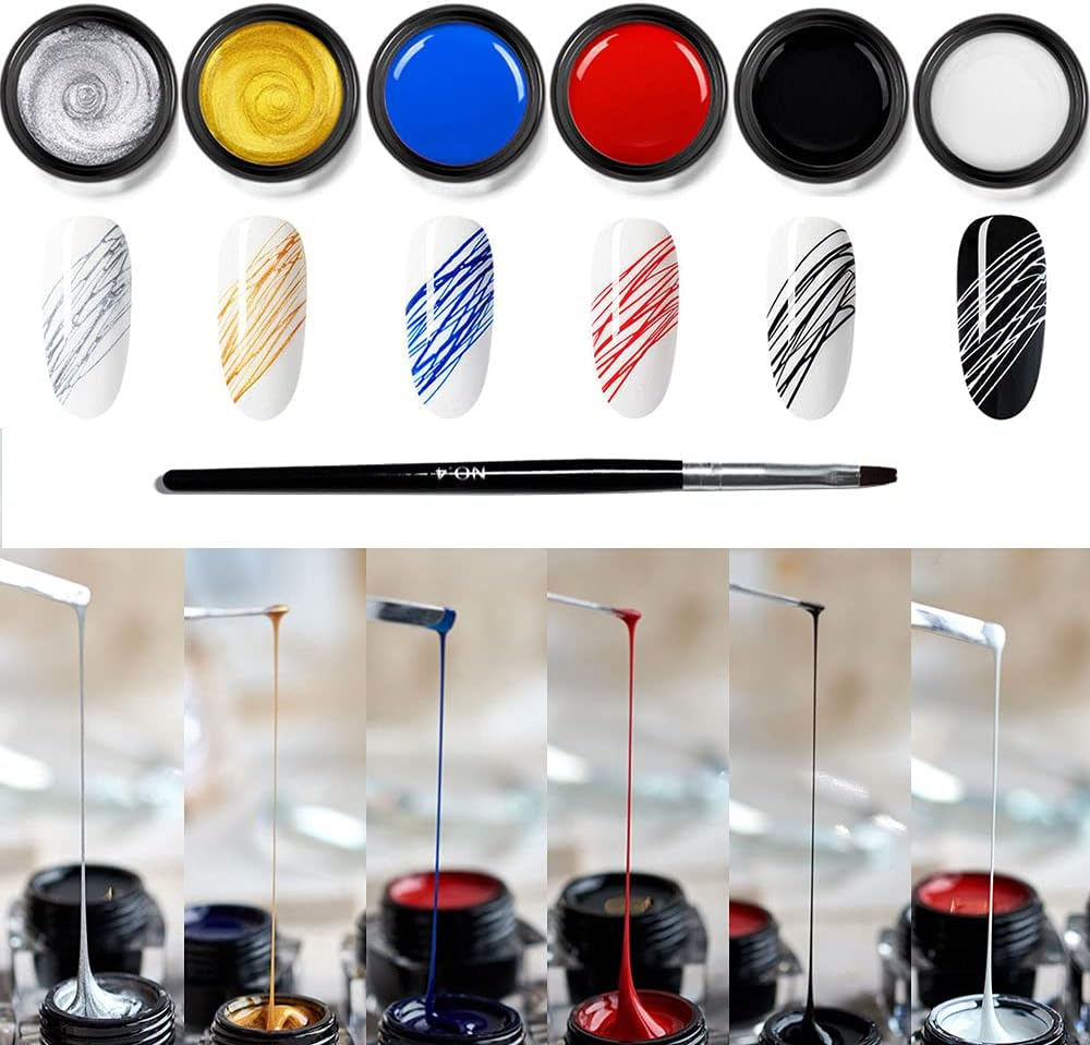 Spider Nail Gel Polish Kit Nail Spider Gel Paint for Nail Art Polish Brush Spider Nail Gel Art Paint for Nails Pulling Line Silk Drawing Painting Uv Led Black White Gel Nail Polish Kit