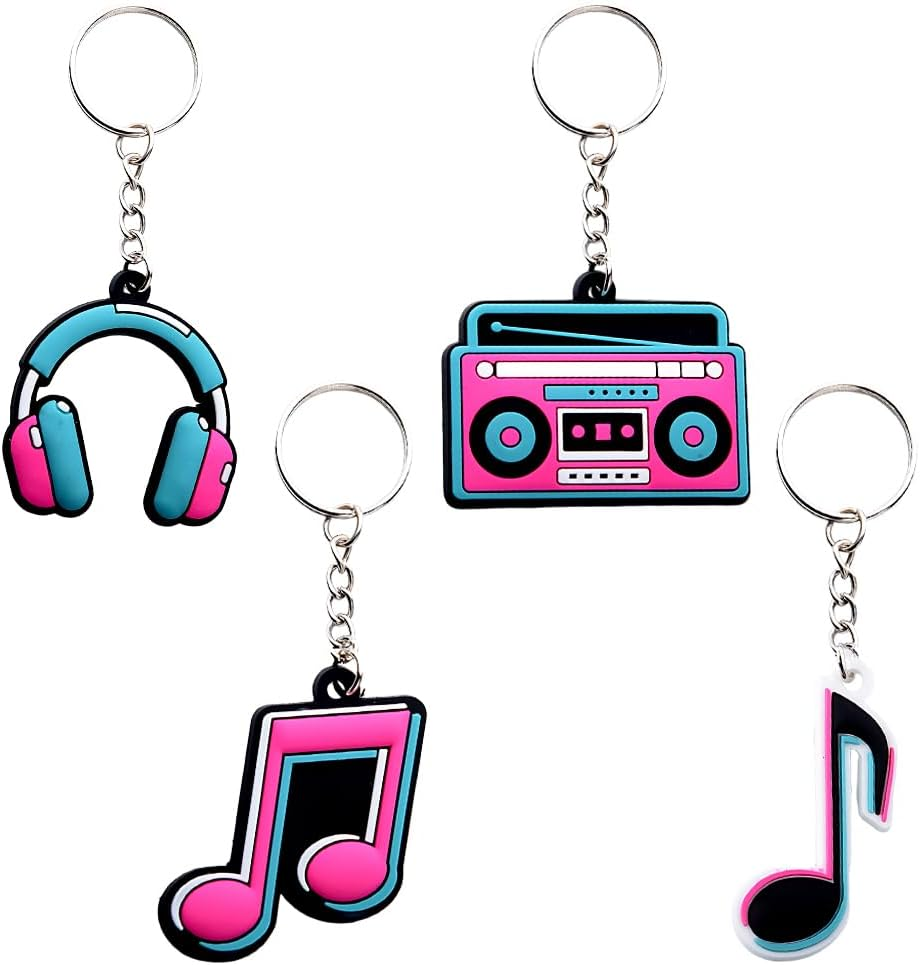 Music Party Favors Keychains for Adult Music Lovers Birthday Gifts for Musicians Gift Keychain for Women Men Music Lover Music Note Charm for Backpack Bag Charms for Handbags Musical Keyring 4 Pcs image number 1