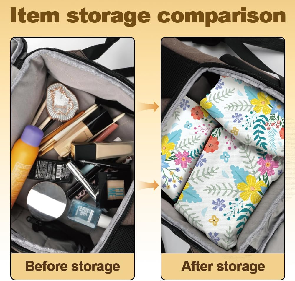 Doodlream 2 Sheets Travel Makeup Bags, Self-Adhesive Magic Cloth Wildflower Cosmetic Bag, Reusable Portable Lay Flat Cosmetic Pouch, Protective Wrap for Camera Lens Electronics (50Cm/35Cm) image number 1