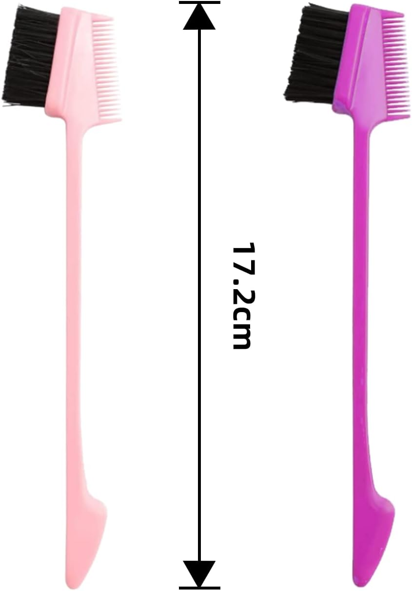 2Pcs Hair Edge Brush,Hair Edge Control Brush,2 Colors Double Sided Control Hair Brushes,2 in 1 Hair Edge Control Brush,Dual Ended Hair Comb Brush for Eyelash Combs Hairstyling Eyebrow Brushes image number 5