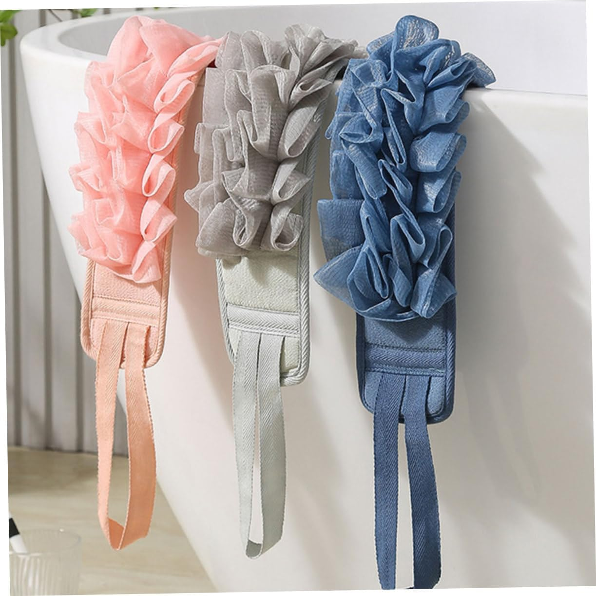 HEATSHAKING 3Pcs Exfoliating Shower Back Scrubber Strip Gentle Lathering Exfoliating Bathing Tool for Travel image number 2