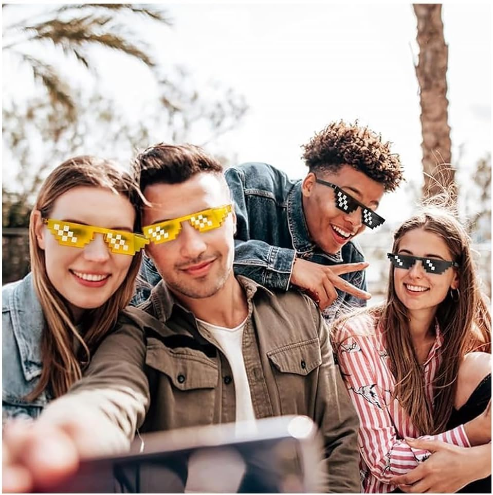 Sunglasses,Pixelated Mosaic Glasses,Party Glasses,Retro and Nostalgic,Funny Glasses,Photo Props