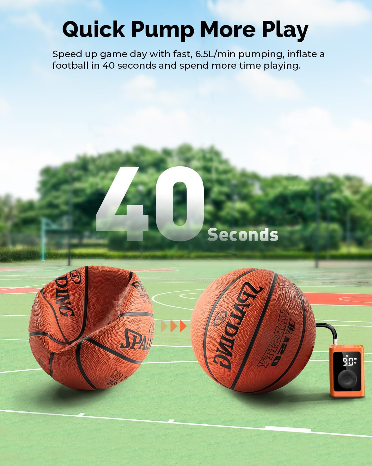 ETENWOLF P300 plus Ball Pump, Electric Basketball Pump Inflation and Deflation, with 3200 Mah Rechargeable Battery, Air Pump for All Sports Balls image number 6
