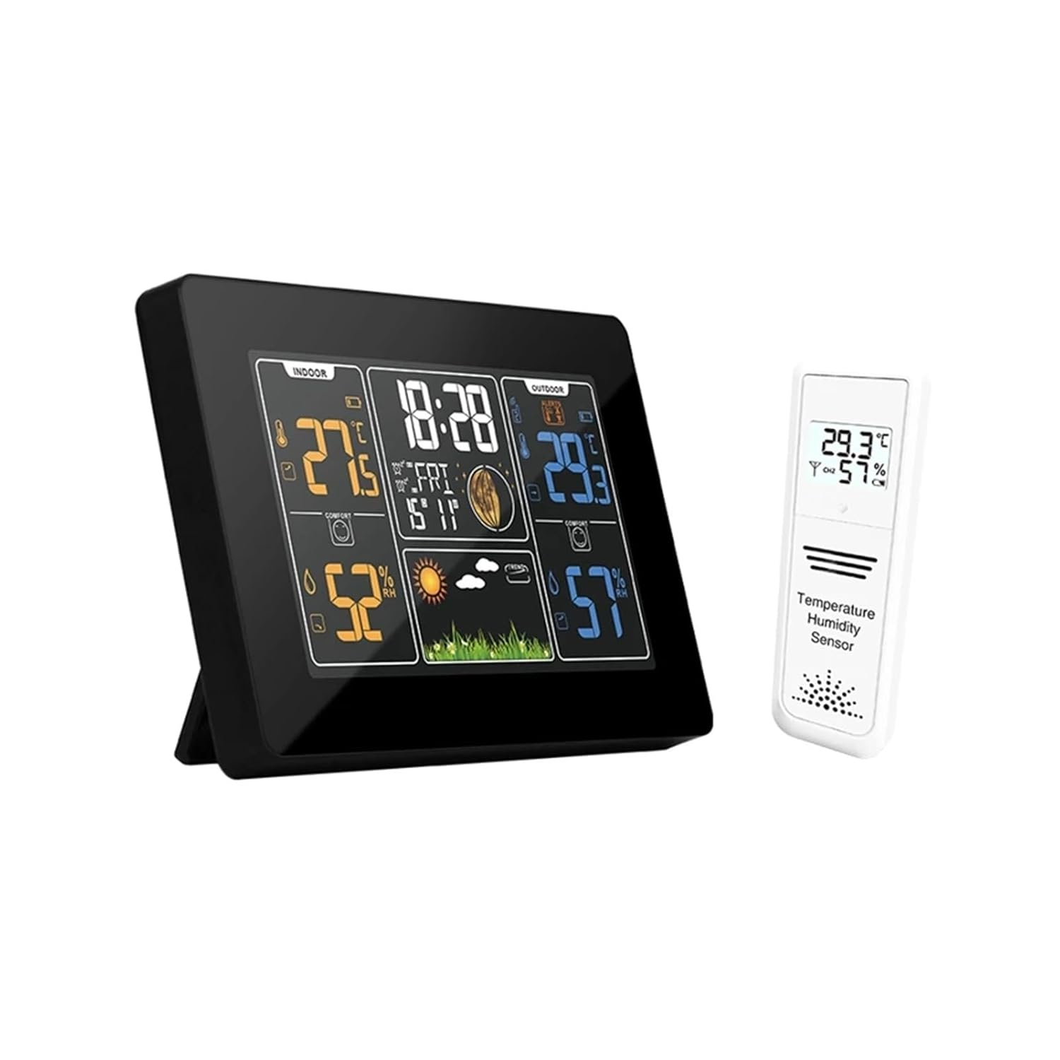 PT201C Digital Alarm Wall Clock Wifi Weather Station In/Outdoor Temperature Humidity Moon Phase Forecast -40℃ image number 2