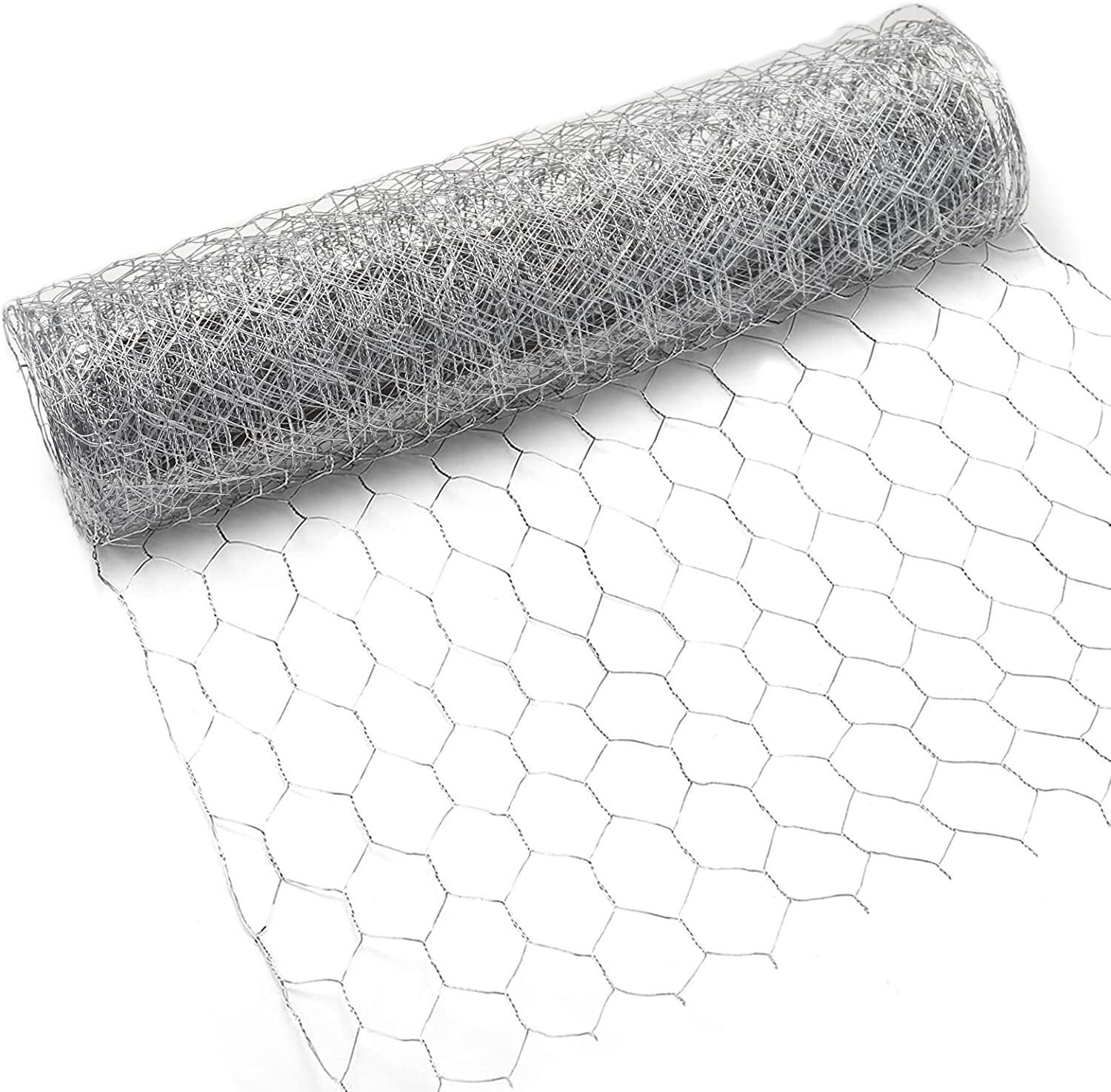 13.78 X 157.48 Inch Galvanized Hexagonal Wire Mesh Lightweight Metal Hexagonal Wire Netting for Craft Projects, Home Use and Gardening W200031