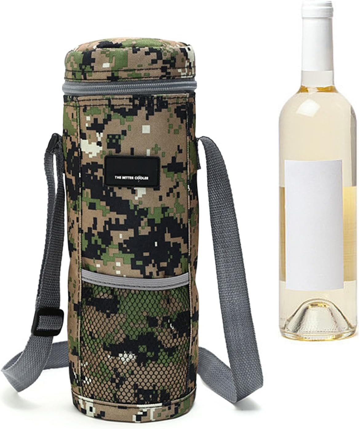 Wine Cooler Bag,Wine Tote Drink Carrier with Handle Portable Wine Bag - Wine Carrier, Thickened Foldable Camping Tote for Hiking, Camping, Work Lunches and Beach Trips, Camouflage, Refer To