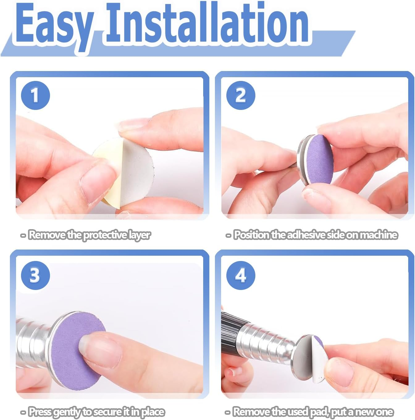 Mesee 60Pcs Sanding Paper Discs for Pedicure 25Mm Foot Grinder Sandpaper Replacement Self-Adhesive Foot File Sandpaper Disk Pad with Metal Nail Drill Bit for Manicure Pedicure Dead Skin Callus Removal image number 4