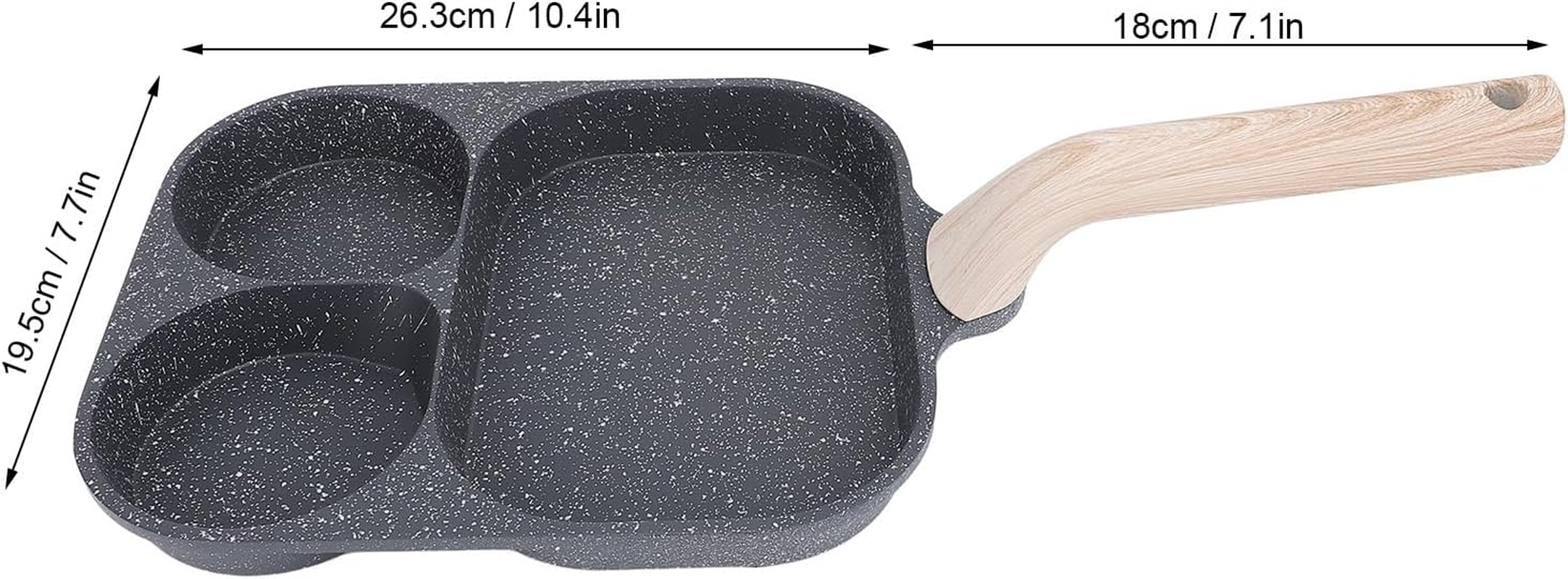 Multi Fuctional Pancake Pan - Stick Proof Egg Frying Pan & Steak Pan 2-In-1 with 2 Omelette Area + 1 Steak Section & Heat Resistant Handle for Breakfast (Double Bottom) - Double Bottom image number 2