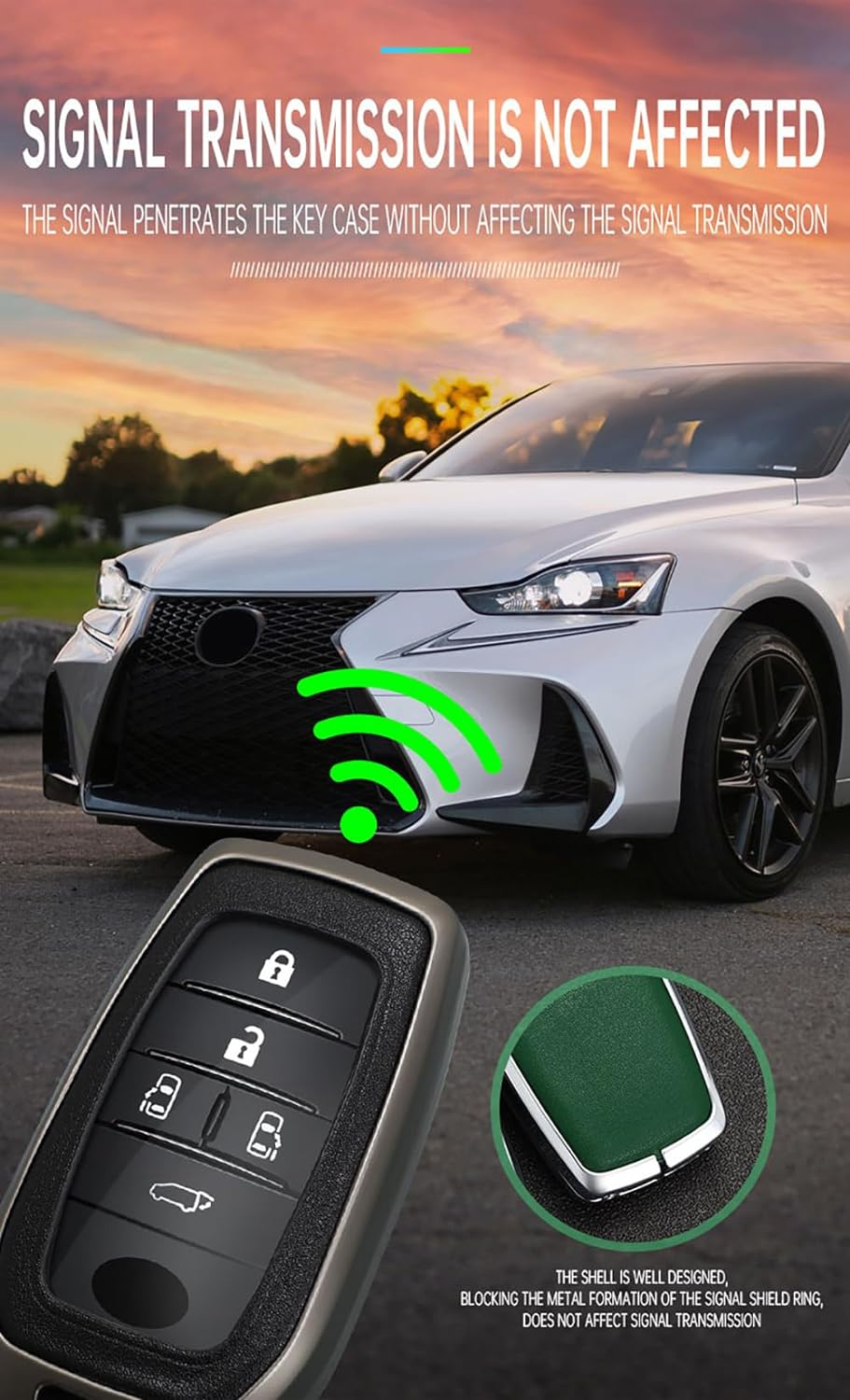 Ontto Alloy Car Key Fob Cover Fit for Toyota Land Cruiser 200 300 Prado Crown Yaris Cross Hilux Innova Fortuner Camry Leather Key Case Shell Key Holder Keyring Keychain Accessories Silver-Black image number 1