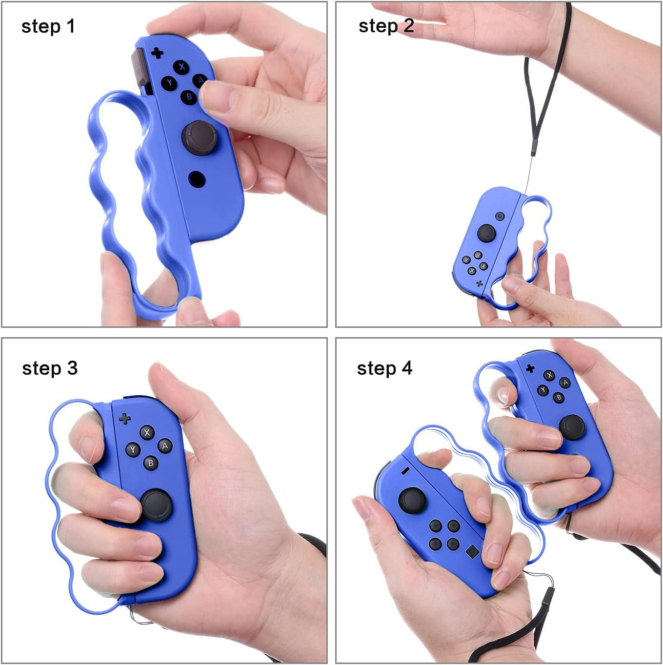 ECHZOVE Fitness Boxing Grips for Nintendo Switch - Lightweight Ergonomic Joy-Con Handles with Secure Lock for Switch Sports & Fitness Boxing Games - Compatible with Fitness Boxing 3-2 Packs (Blue) image number 3