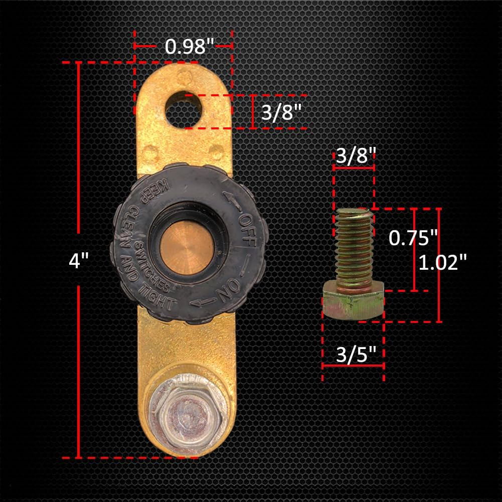 Side Post Battery Disconnect Switch, Ampper Battery Master Switch Isolator for Power Disconnect Cut off (With Long Bolt, 2 Pack) image number 5