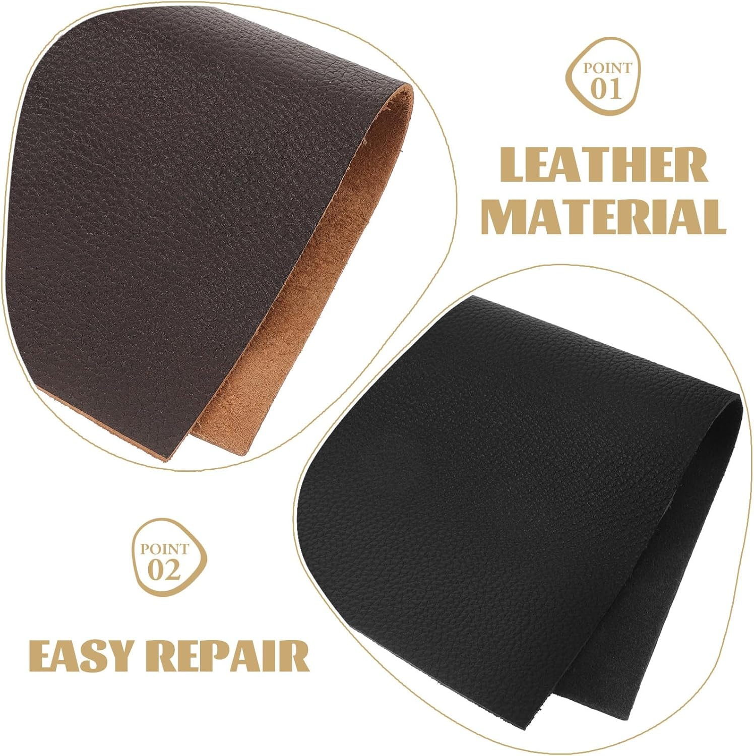 SHINEOFI 2Pcs Pre-Cut Leather Pieces Thick Leather Sheets Genuine Cowhide Leather Fabrics for Crafts Sewing Sofa Repairing Black, Coffee image number 2