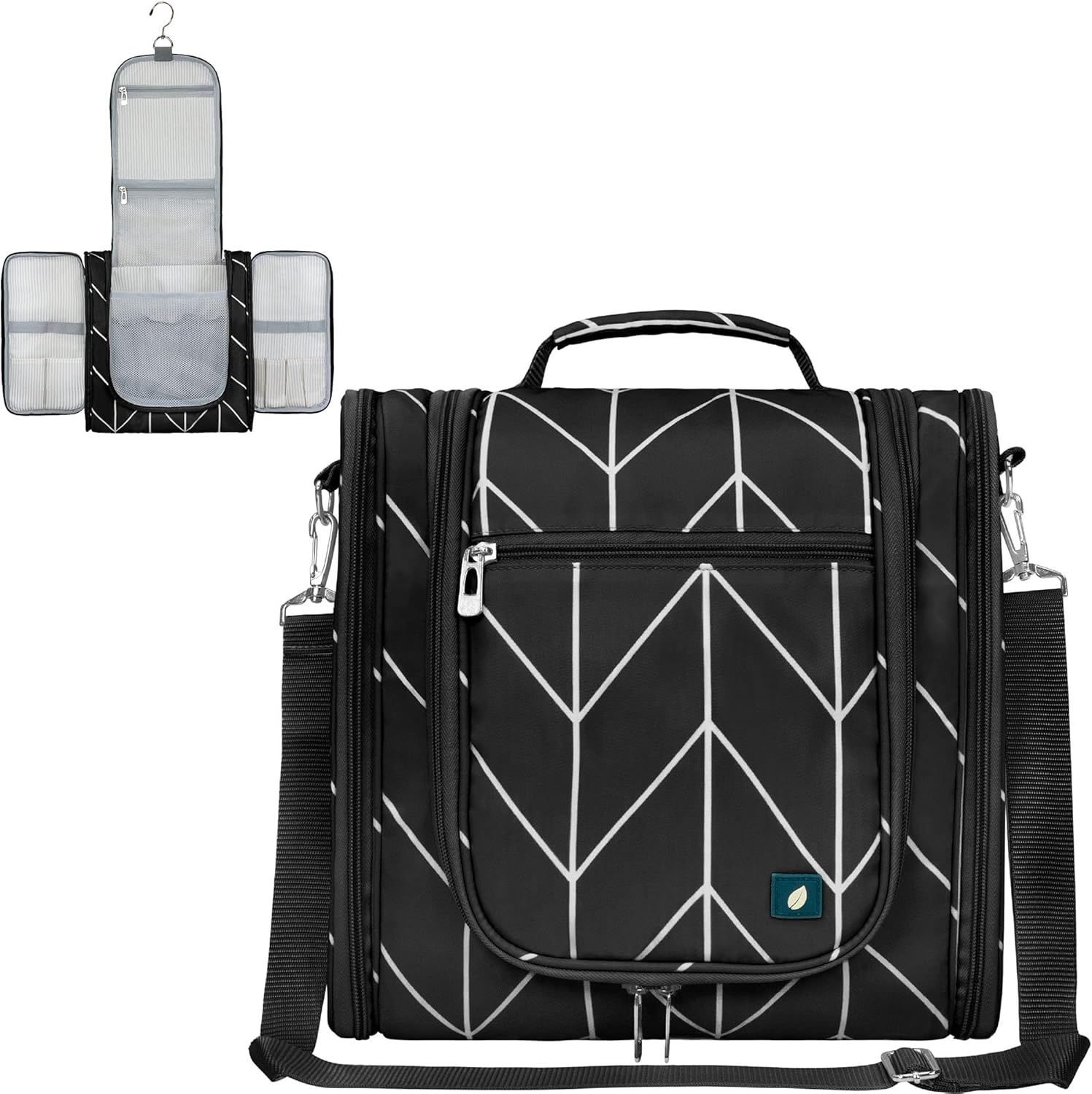 PAVILIA Extra Large Toiletry Bag Travel Bag for Women Men, Hanging Cosmetic Organizer, Water Resistant Makeup Bag for Accessories Toiletries, Travel Essentials Kit (Floral Pink)