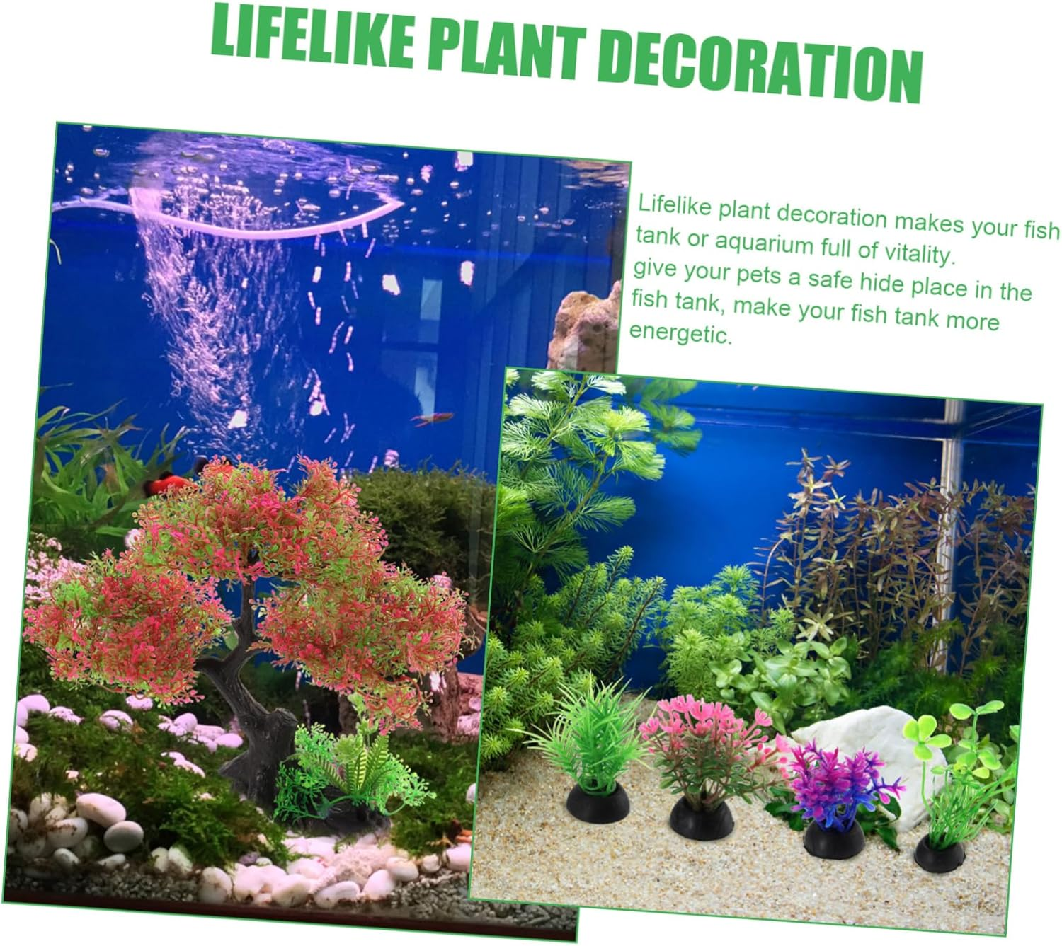 VILLFUL 1Set Aquarium Adornments Artificial Water Plants for Fish Tank Landscape Simulation Plants for Creating Natural Habitat for Pets image number 1