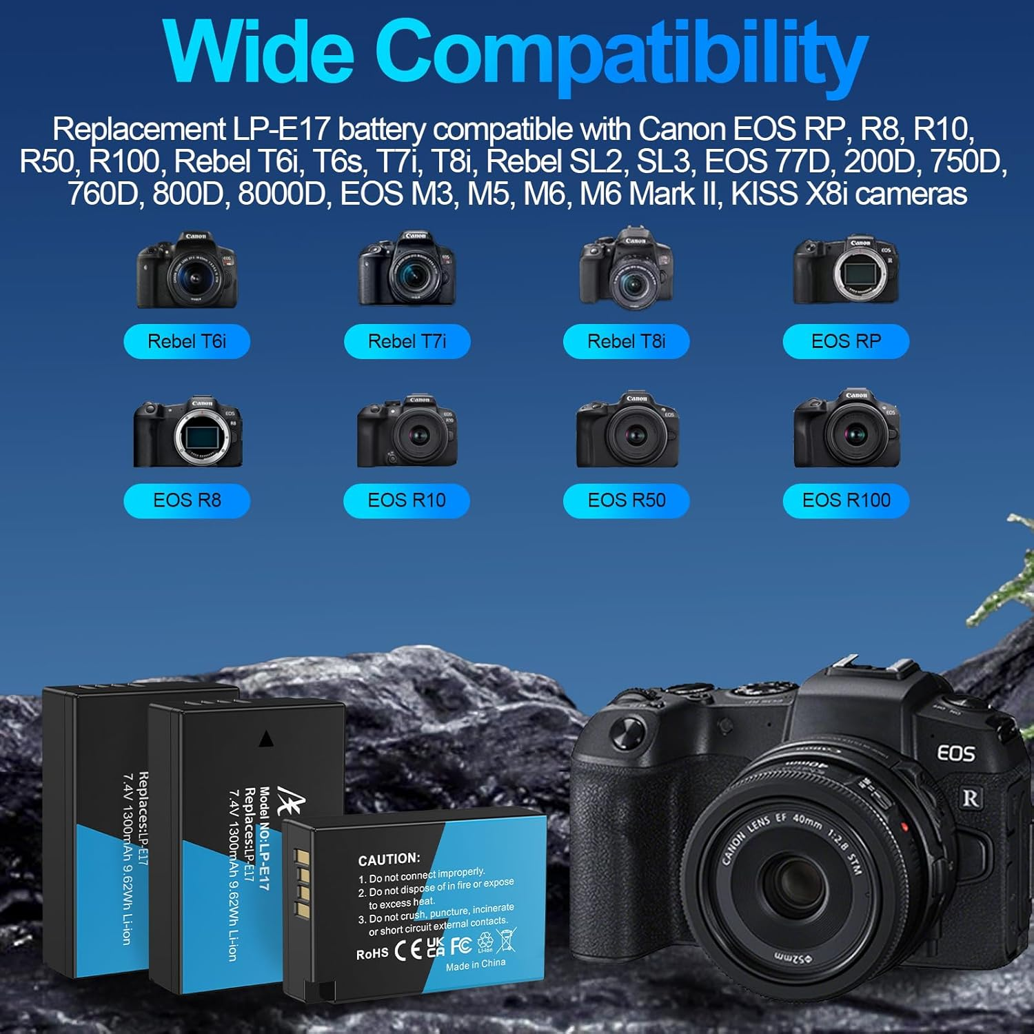 Artman LP-E17 Battery 3-Pack 1300Mah and 3-Channel LCD Charger Pack for Canon EOS RP R10 R8 R50 Rebel T6I T7I T8I T6S SL2 SL3 EOS M3 M5 M6 200D 77D 750D 760D 800D 8000D KISS X8I Camera image number 3